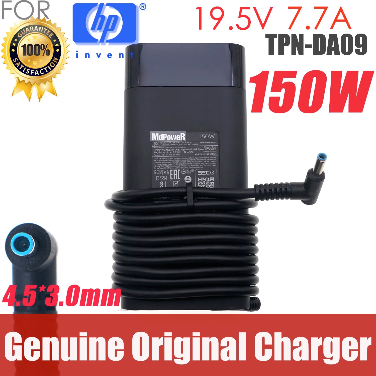 Genuine TPN-DA09 917649-850 776620-001 19.5V 7.7A AC Adapter for HP TPN-LA09 Q173 Q174 ZBOOK 15 G3 G4 OMEN 15 PAVILION charger