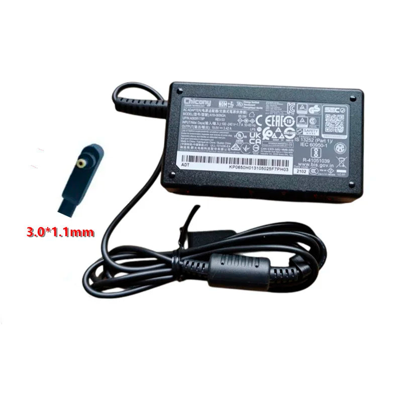 Genuine Chicony A18-065N3A 19V 3.42A 65W 3.0x1.0mm A065R178P AC DC Adapter Charger For ACER Swift SF514-54GT/i5-1035G1 SF314-57G