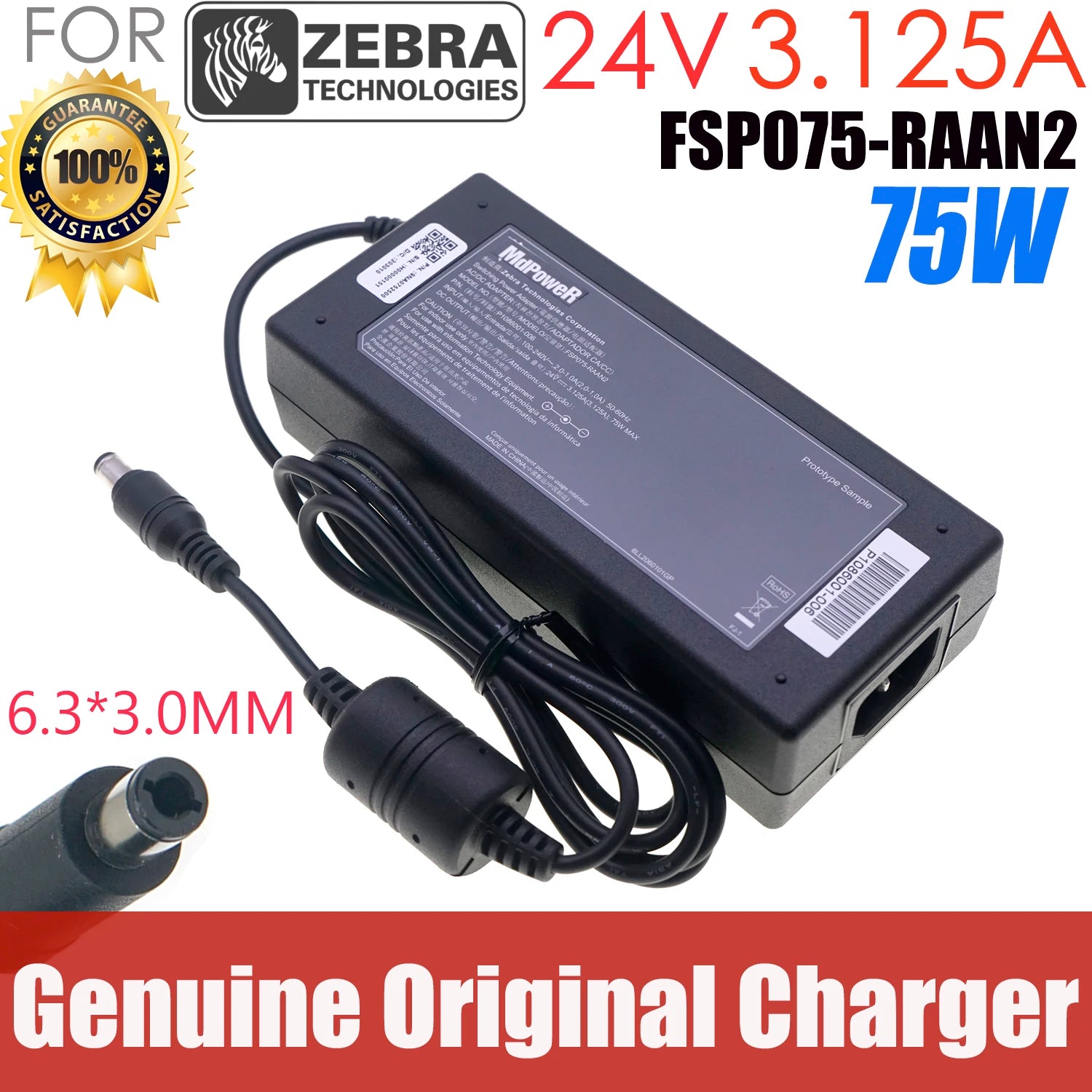 Orginal FSP075-RAAN2 24V 3.125A 75W P1086001-006 Switching Power Adapter Charger For Zebra GK888E GK420E ZD410D ZD420C Printer