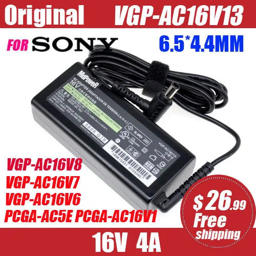 For SONY 16V 4A VGP-AC16V8 AC16V7 AC16V13 laptop AC adapter chargerPCGA-AC16V1 VGP-AC16V6