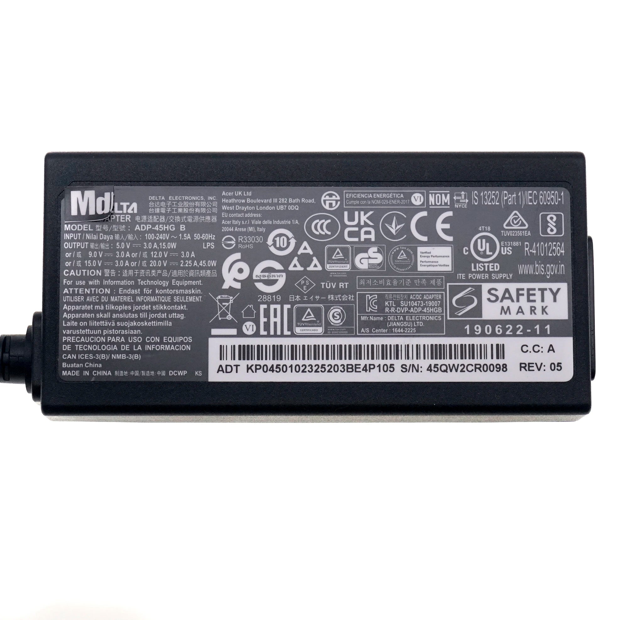 Original 20V 2.25A 45W ADP-45HG B Type-C USB-C  AC Adapter for Asus ADP-45XE D ADP-45EW Y ADP-45XE B Laptop Power Supply Charger
