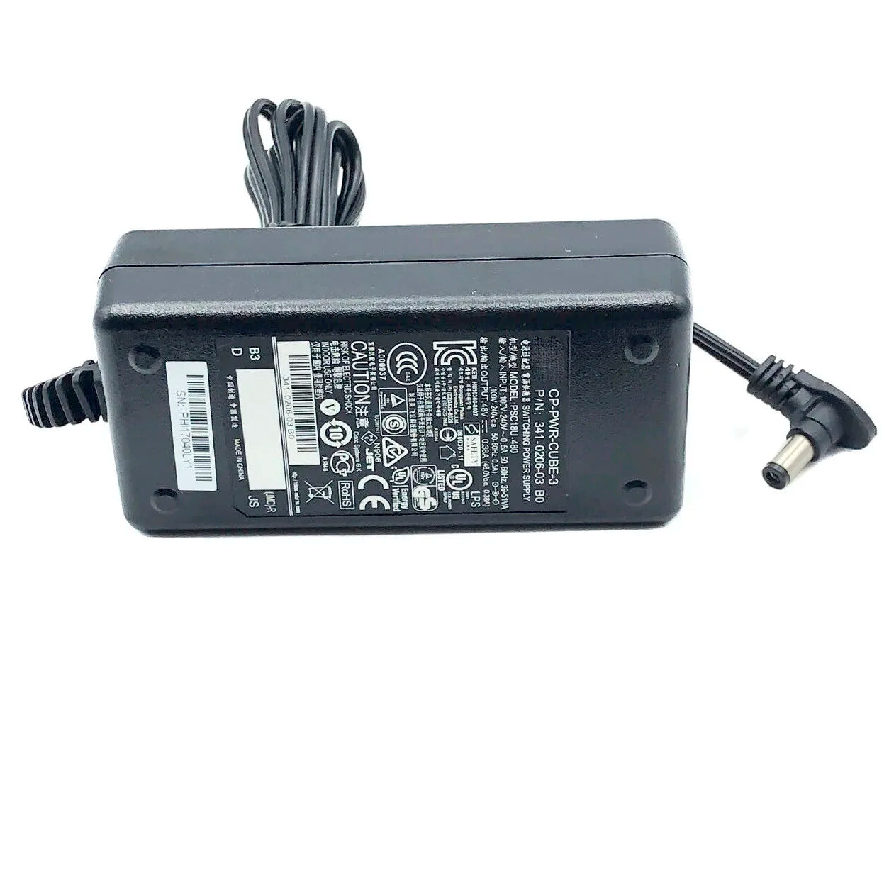 Original for CISCO CP-PWR-CUBE-3 SWITCHING POWER SUPPLY P/N 341-0206-02 PSC18U-480OUTPUT 48V 0.38A AC Adapter Charger Genuine
