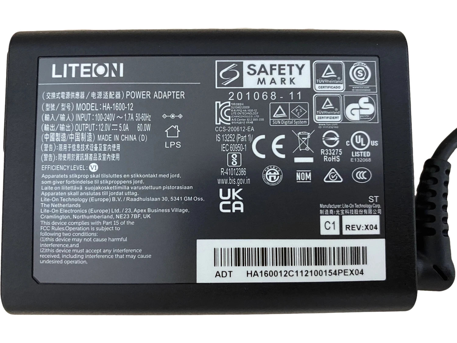 Original HA-1600-12 LITEON 12V 5A Power Adapter Charger 60W Laptop Power Supply PA-1061-81 PA-1061-0 5.5*2.5mm