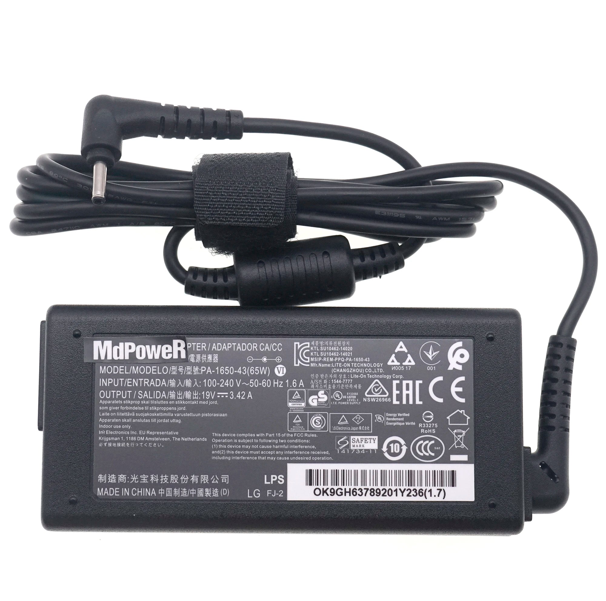 19V 3.42A For LG Gram 15Z970 14Z980C 17Z970 13Z990 AC Adapter Charger WA-48B19FS  PA-1650-43 DA-48F19 Power Supply 3.0*1.1mm