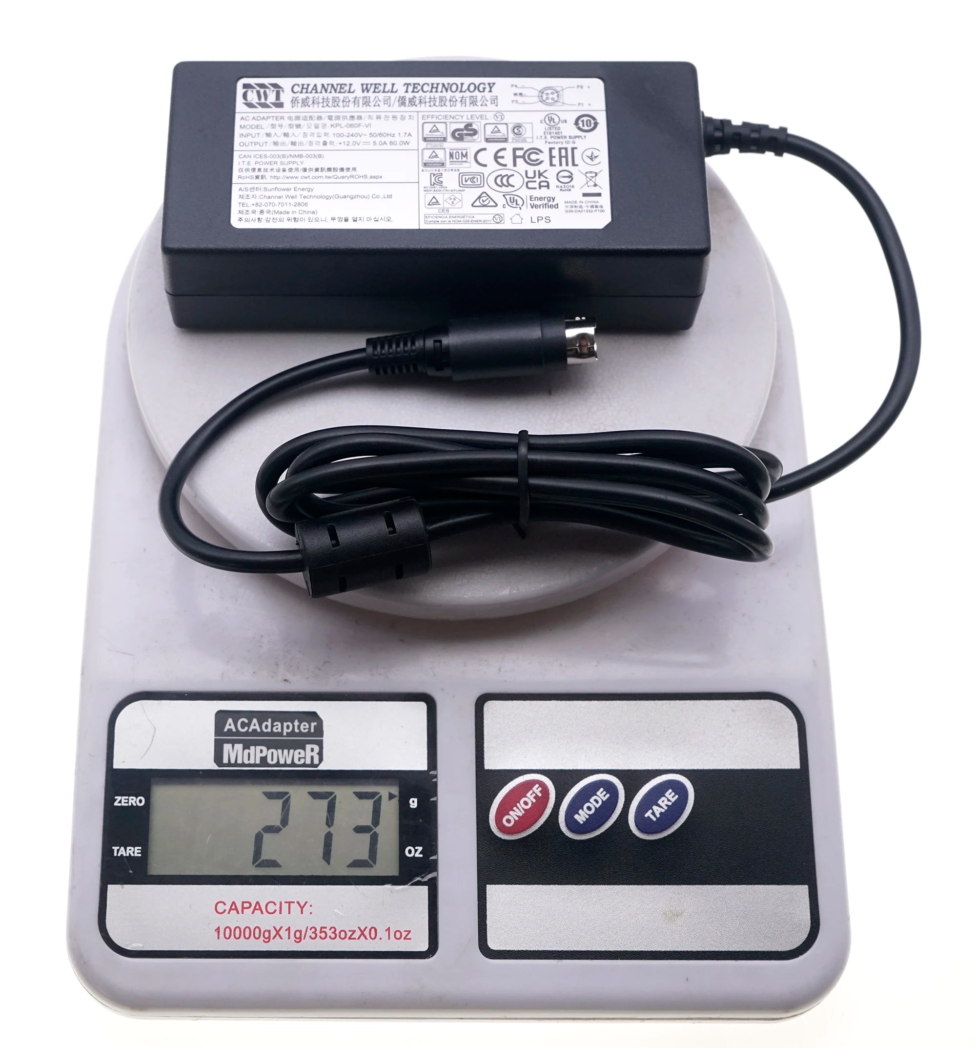 Genuine CWT KPL-060F KPL-060F-VI 12V 5A 4PIN 60W AC Adapter Charger For HIKVISION 7816HW 7808HW Monitor Display Power Supply