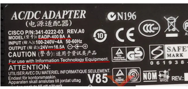 Genuine 24V 16.5A 400W AC/DC Adapter Charger EADP-400BA A Power Suppy For CISCO P/N 341-0222-03 Rev.A0