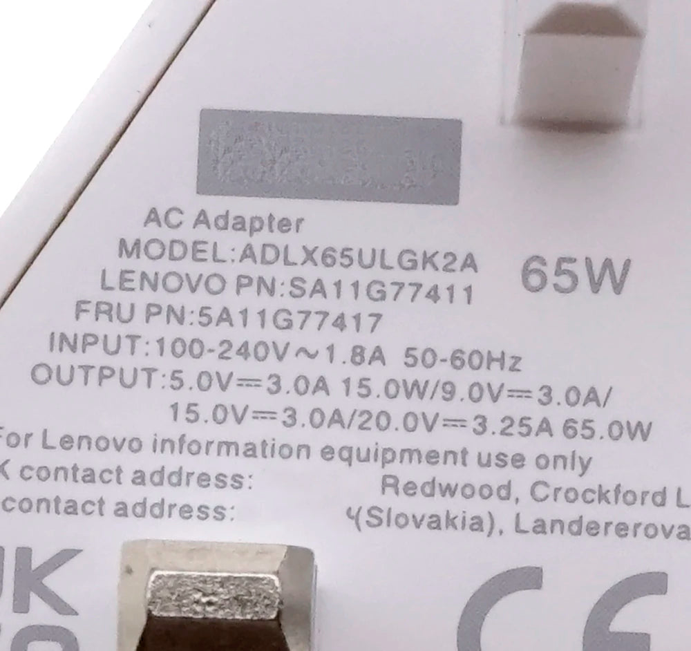 Genuine ADLX65ULGK2A 65W 20V 3.25A USB-C Type C AC Adaper Charger for Lenovo ThinkPad T470 T470s T480 T480s Laptop Power Supply
