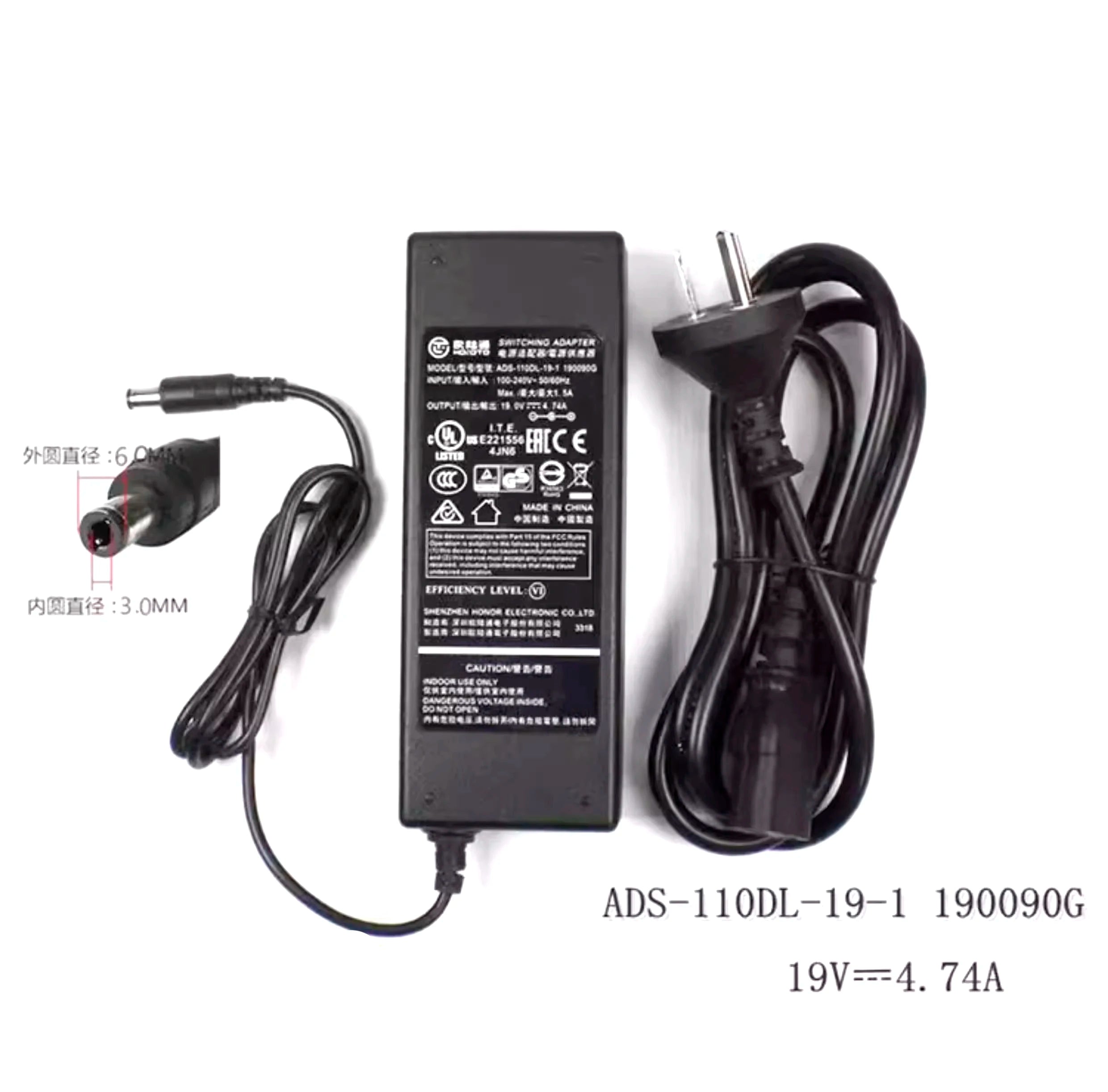 Genuine HOIOTO ADS-110DL-19-1 19V 4.74A 6.3*3.0mm 90W Laptop AC Adapter Charger for Centerm V660 Power Supply