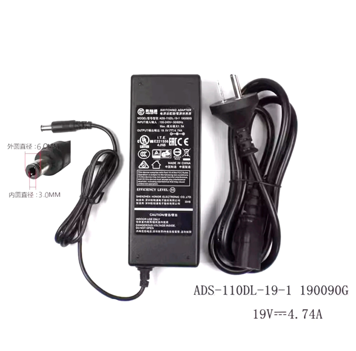 Genuine HOIOTO ADS-110DL-19-1 19V 4.74A 6.3*3.0mm 90W Laptop AC Adapter Charger for Centerm V660 Power Supply