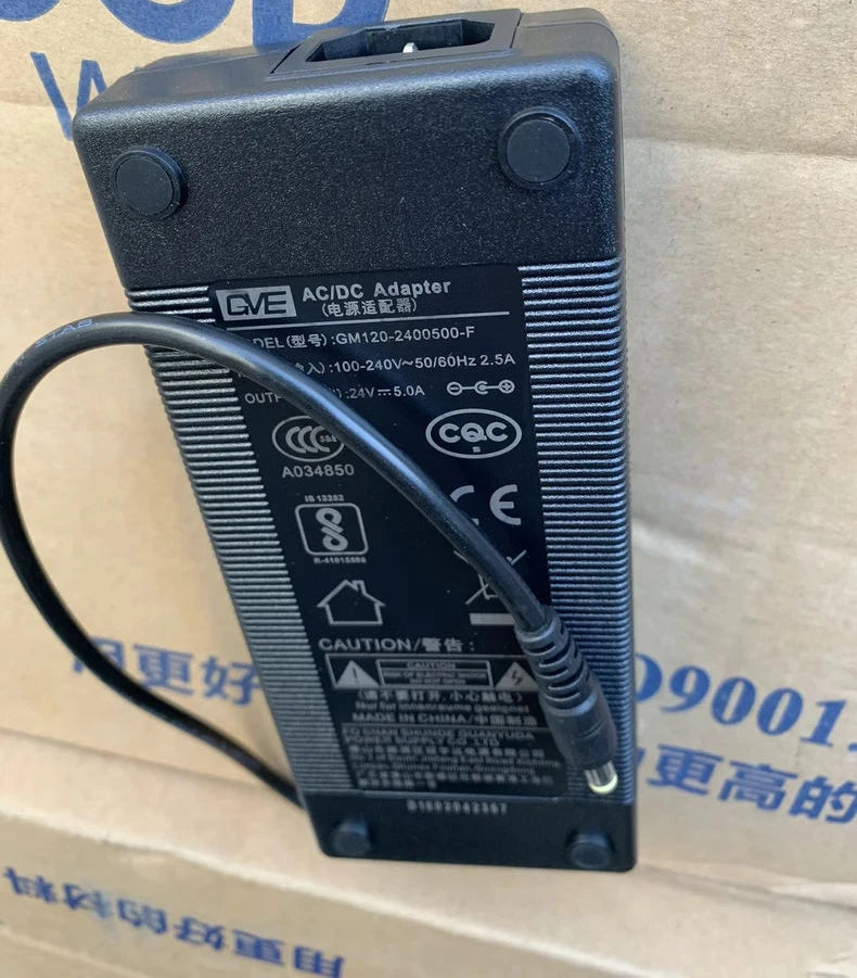 Genuine GVE GM120-2400500-F 24V 5A 5.5*2.5mm AC/DC Adapter Charger For GM130-2400500-F 120W  Power Supply Original
