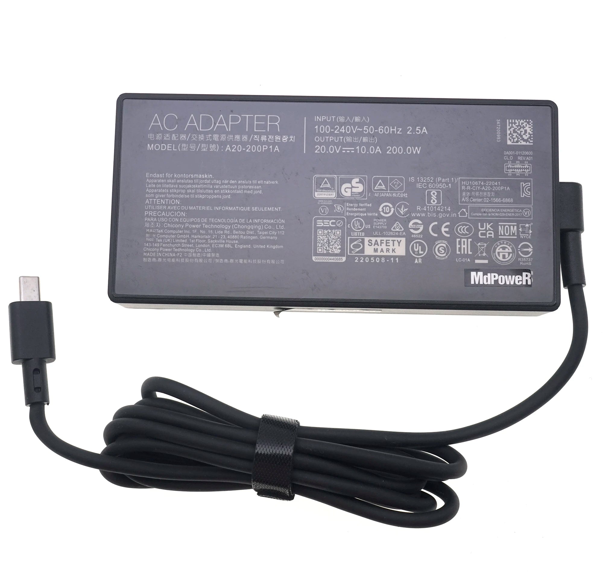 Genuine 20V 10A 200W A20-200P1A AC Adapter Charger For Asus ProArt P16 H7606WP ROG Zephyrus G16 GA605 USB Tip ADP-200EB B