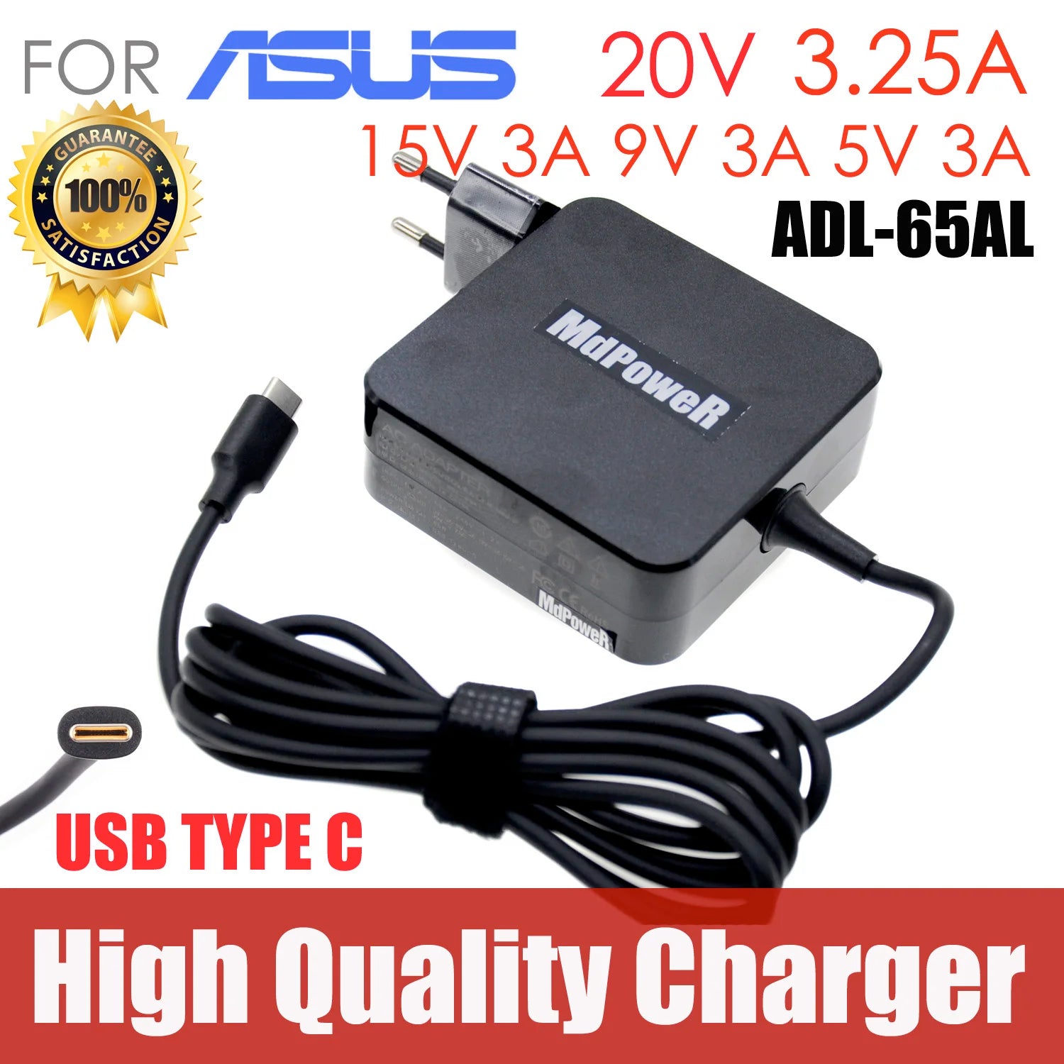 For Asus 20V 3.25A 15V 3A 9V 3A 12V 3A 5V 2A type C Laptop AC Adapter Charger zenbook3 B9440U B9440UA UX390