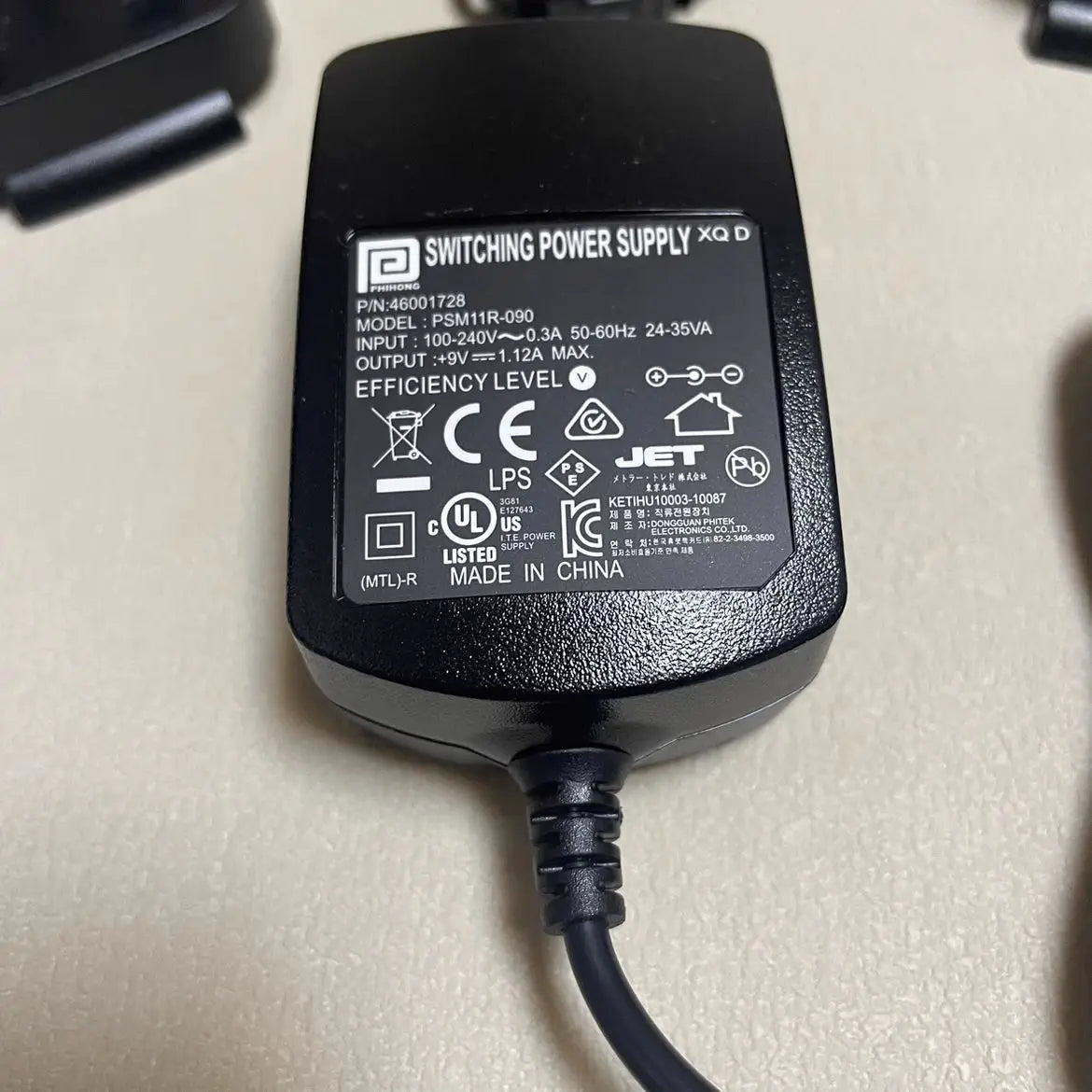 Genuine PHIHONG Switching Power Supply PSM11R-090  9V 1.12A AC DC Adapter Charger For METTLER Scales