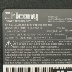 Genuine Chicony 19.5V 11.8A 230W A17-230P1A AC Adapter For Acer Predator Triton 500 PT515-52-73L3 Gaming Laptop Power Supply