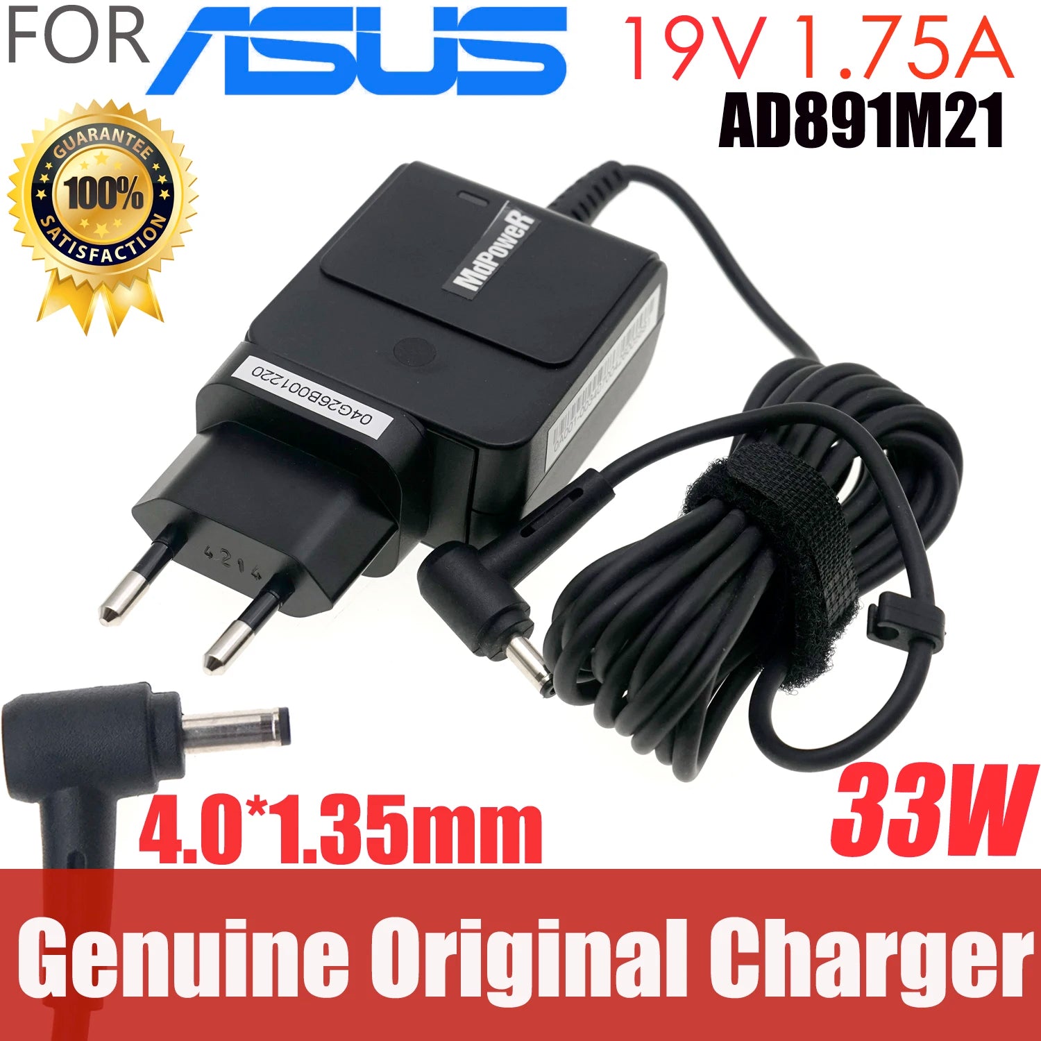 Original AD891M21 19V 1.75A 33W 4.0*1.35mm For ASUS Laptop AC adapter Vivobook Flip 14 AD890026