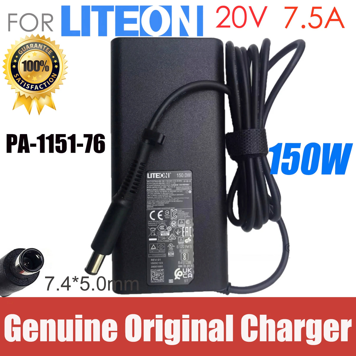 Original LITEON 20V 7.5A Laptop AC Adapter PA-1151-76 150W Charger  Power Supply 7.4x5.0mm Genuine