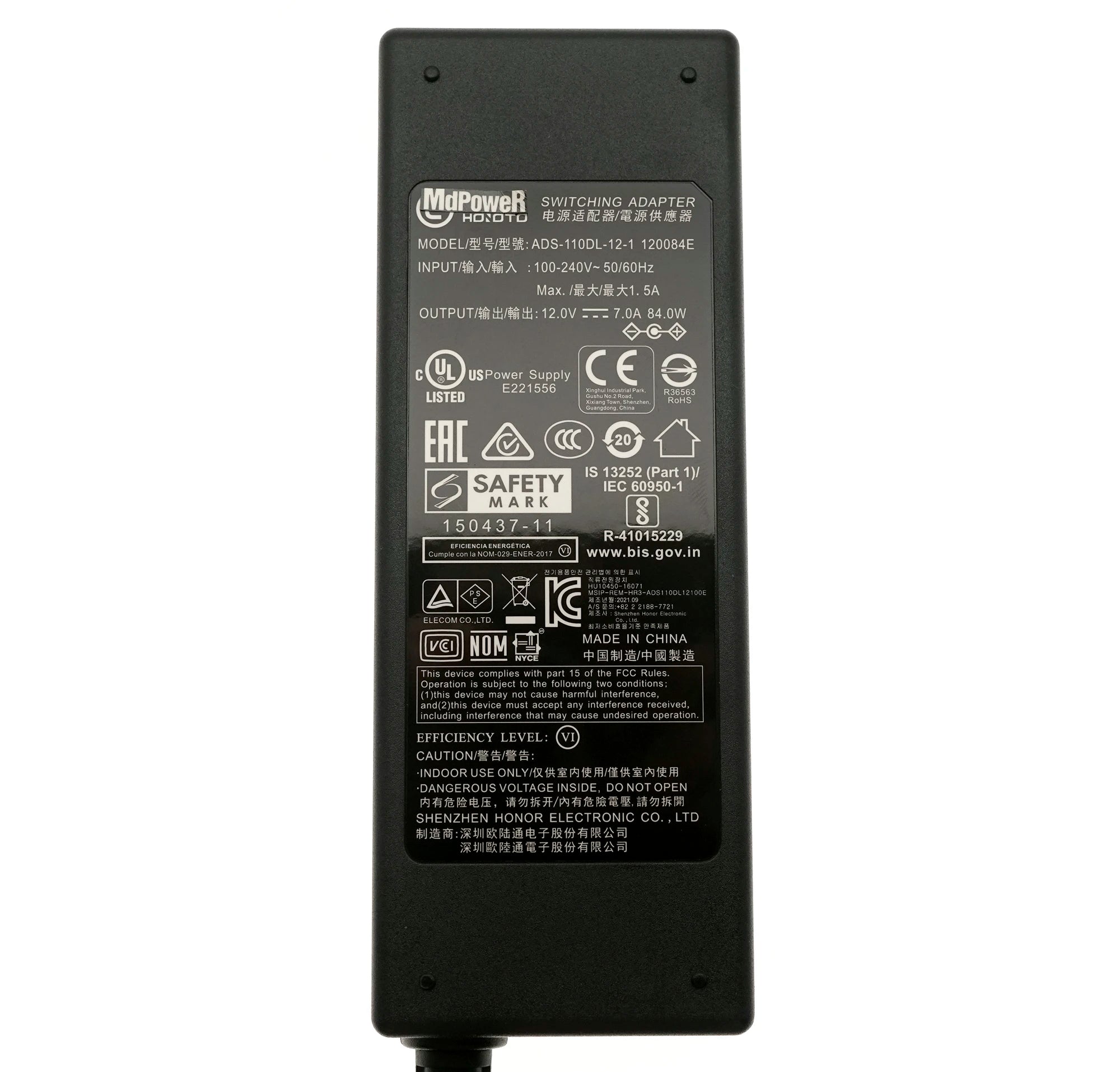 Genuine HONOTO Switching Adapter AC Charger ADS-110DL-12-1 120084E 12V 7A 84W  5.5x2.5mm For LaCie Power Supply Original