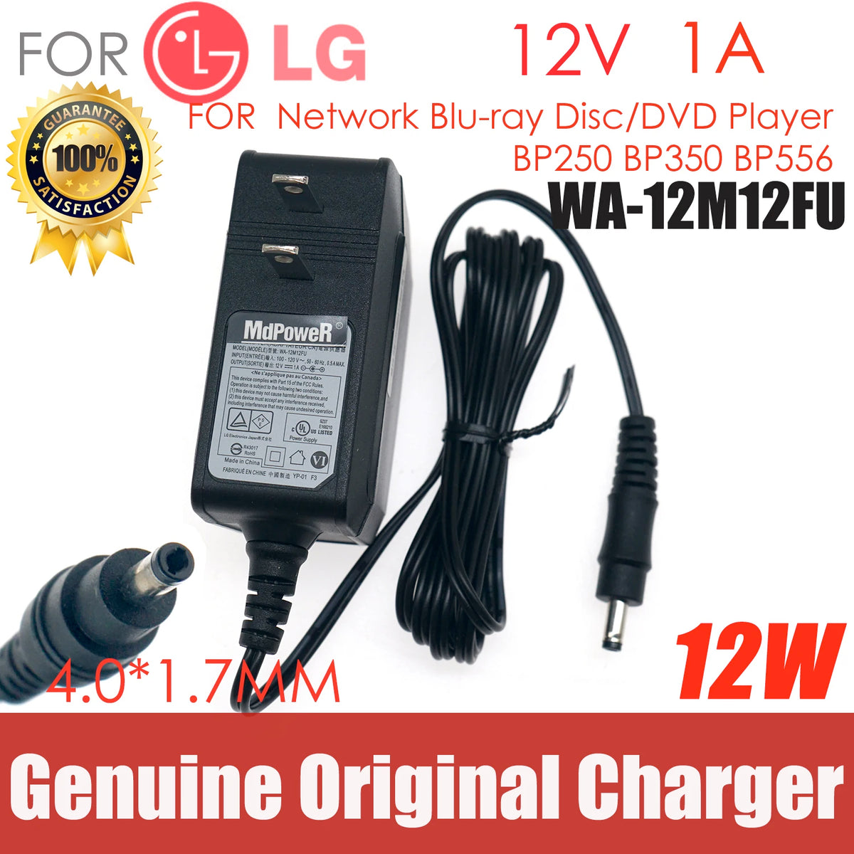 New Original WA-12M12FU Switching Adapter For LG BP255 BP-125 BP125-N BP350 Blu-ray DVD Player Power Supply Charger Cord