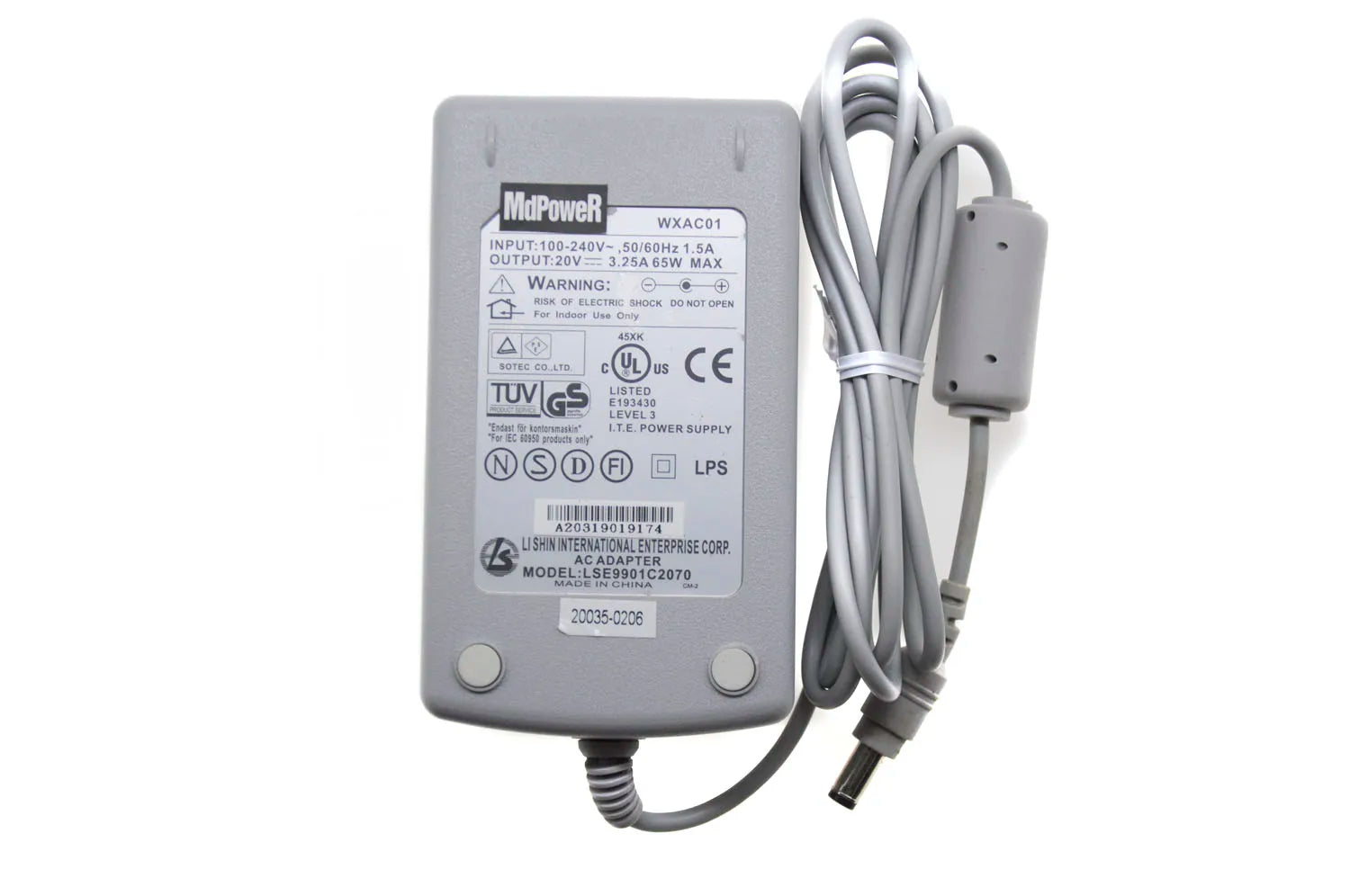 Original LISHIN 20V 3.25A 65W 5.5*2.5mm AC adapter Power supply charger LSE9901C2070 0335C2065 0335A2065 ADP65-HBAB PA-1650-56LC