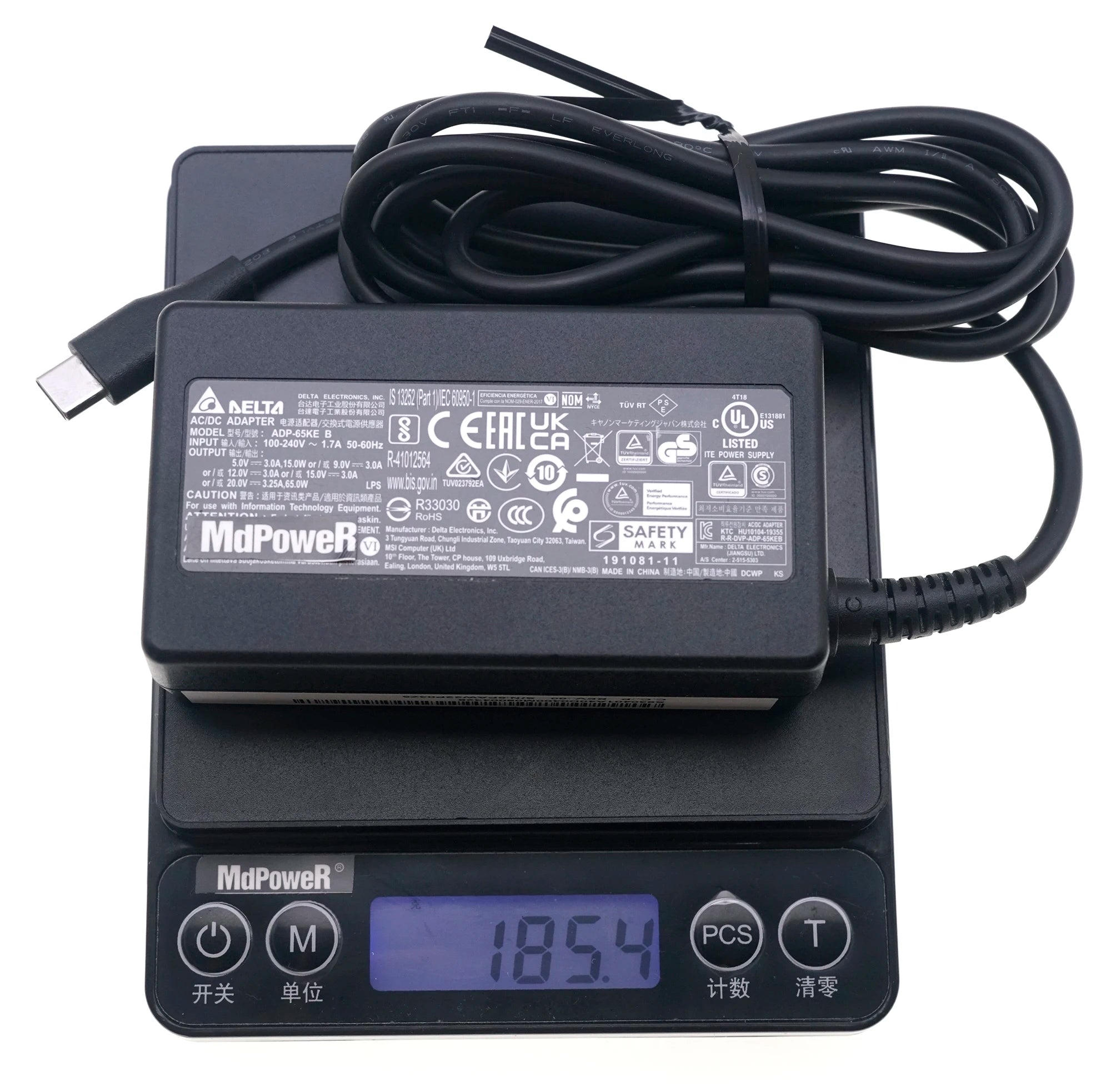 Genuine Delta AC Adapter ADP-65KE B Type-C 65W 20V 3.25A Charger For MSI Summit E13 Flip Evo A11MT-253US 13.4" 2-in-1 Laptop