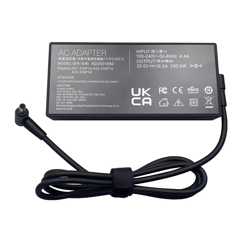 20V 16.5A 330W AC Adapter Laptop Charger for ASUS ROG Zephyrus Duo 16 2023 GX650PY Power Supply A21-330P1A  A22-330P1A A23-330P1