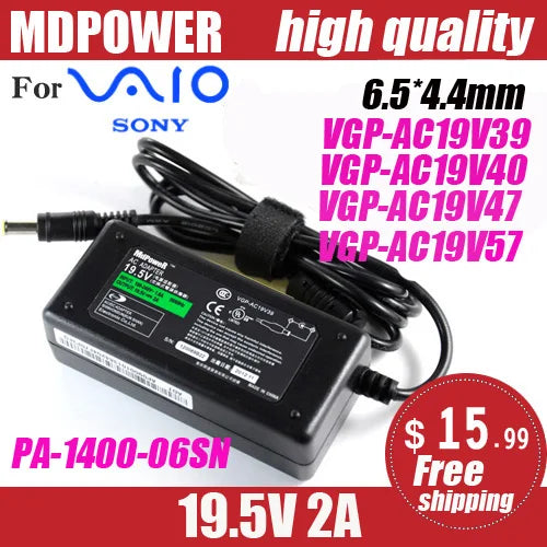 For SONY 19.5V 2A 40W VGP-AC19V39 VGP-AC19V40 VGP-AC19V47 57 PA-1400-06SN laptop Table supply power AC adapter charger