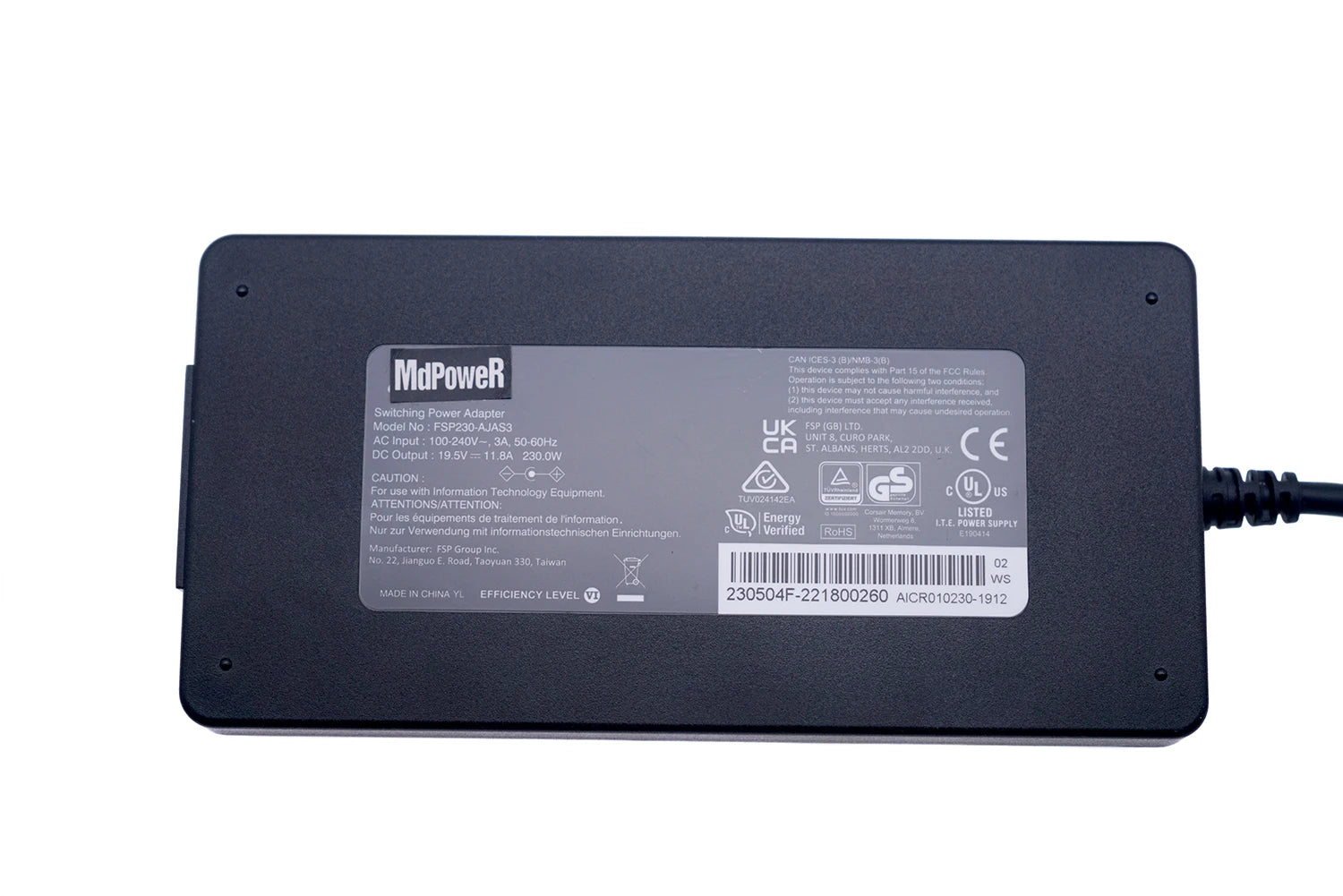 Genuine FSP 230W Laptop Charger FSP230-AJAS3 19.5V 11.8A Power Supply For Intel XENIA 15 QC7 KC57 5.5mm AC Adapter 5.5*2.5mm