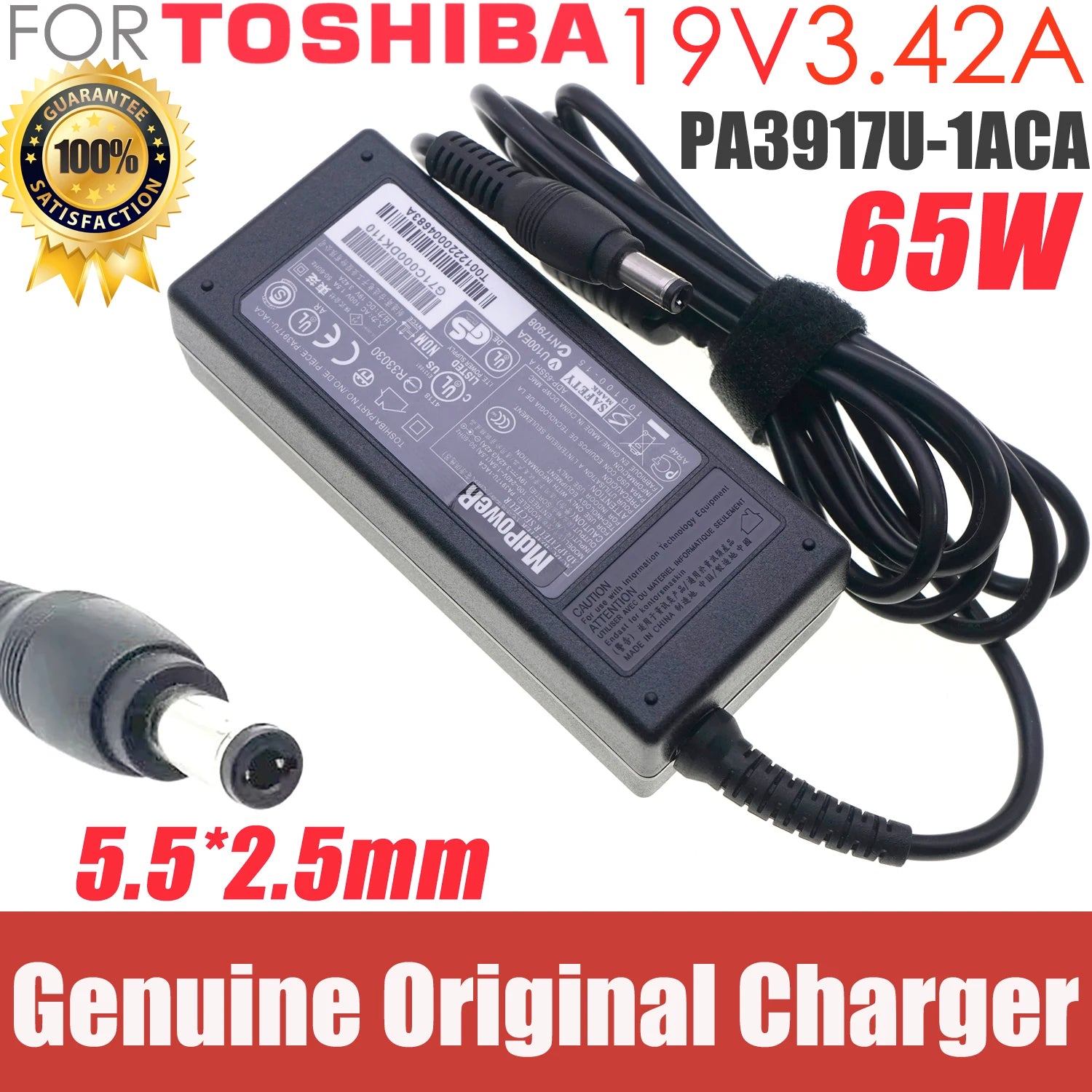 Original 19V 3.42A 65W AC Adapter Charger For Toshiba Satellite A130 A135 PA3917U-1ACA PA3467U-1ACA PA3396U-1ACA PA3165U-1ACA