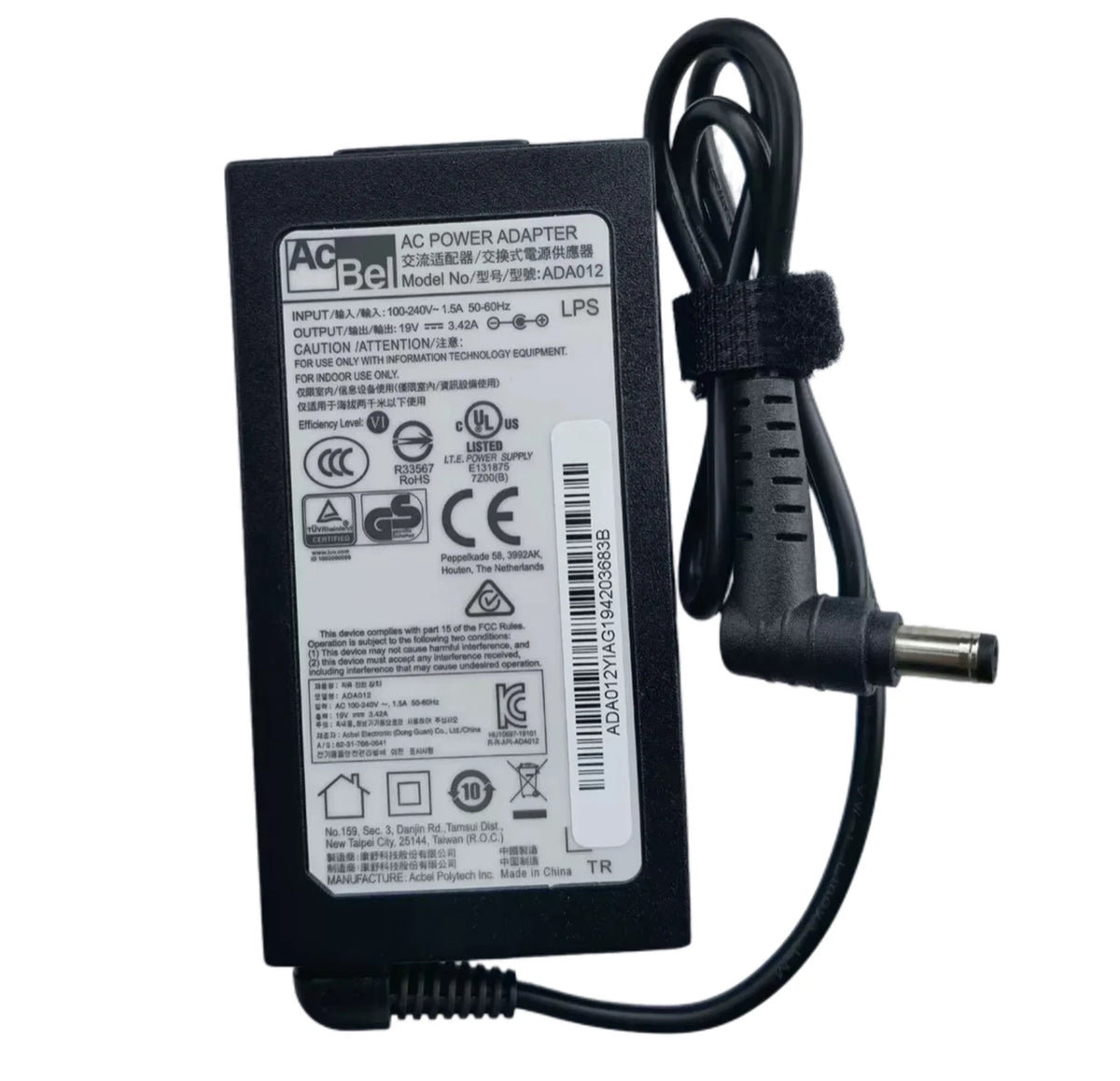 Genuine ACBEL 19V 3.42A 65W AC Adapter ADA012 Charger for CLEVO NH58RH NP6854 System76 LEMUR PRO 12 LEMP12 Power Supply 5.5*2.5