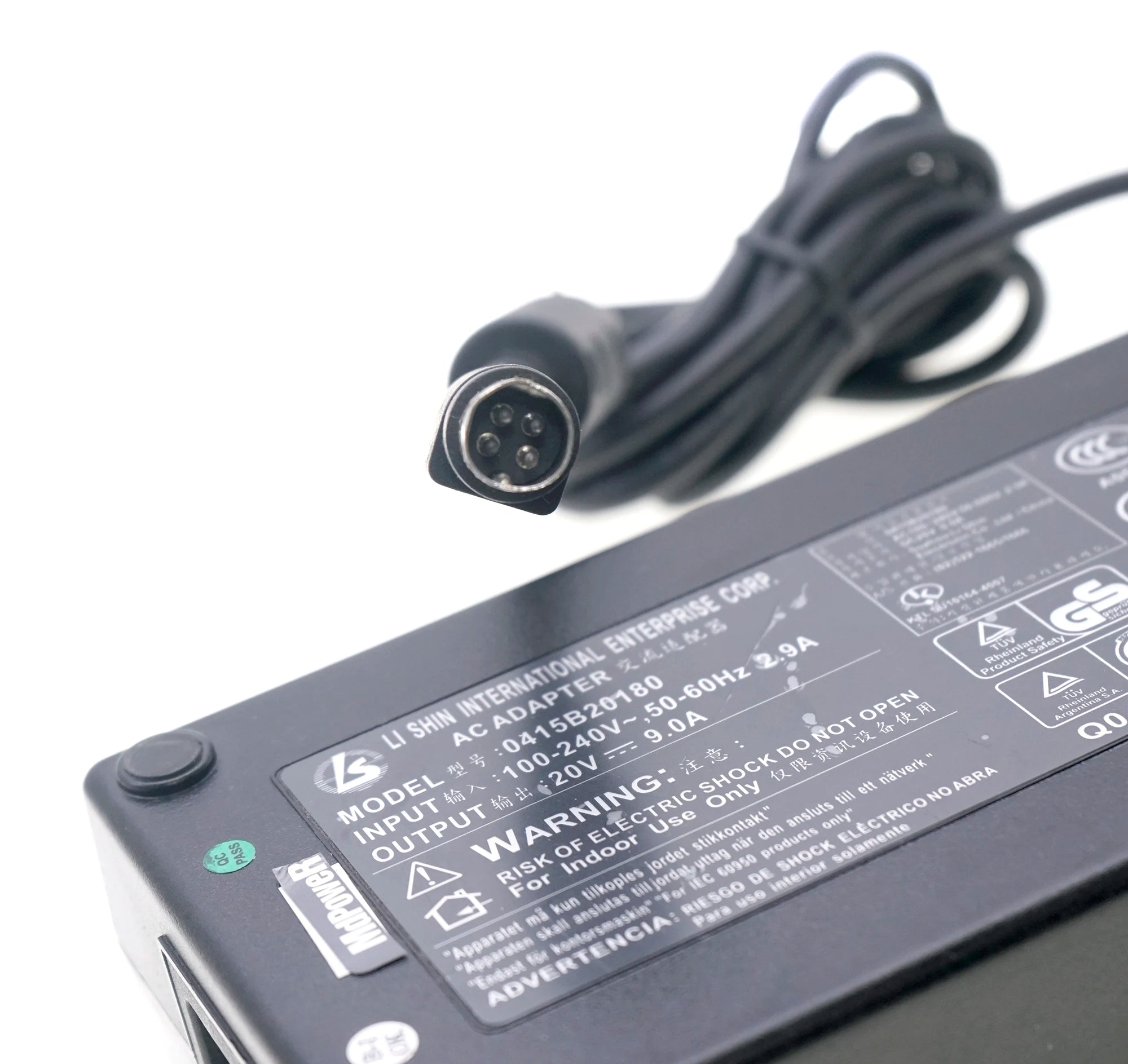 Genuine for AC Adapter LI SHIN 0415B20180 20V 9A 180W for CLEVO D-9T D-900 D9K D900T D90T D900F NB9280 NP9880 M590KE 4PIN