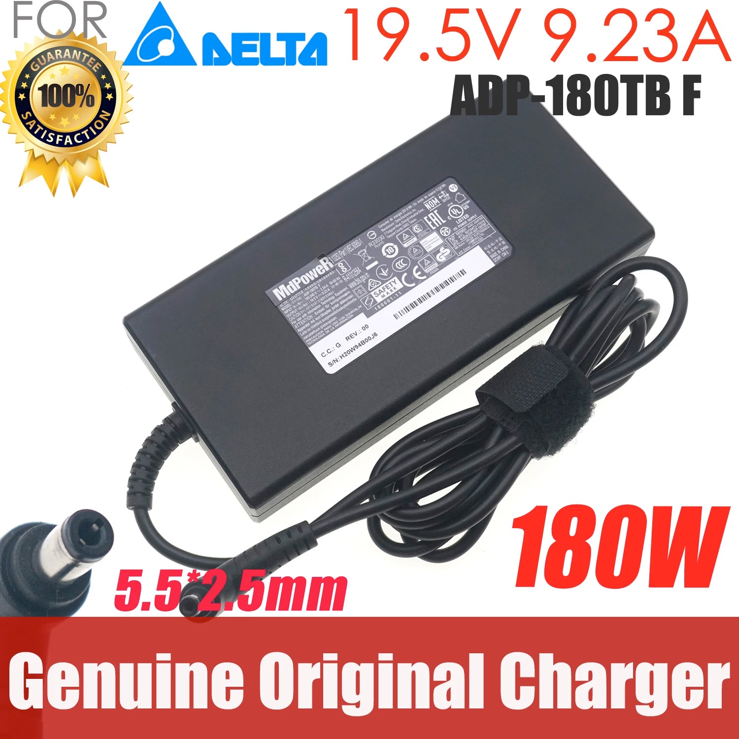 Original Delta ADP-180TB F 180W 19.5V 9.23A Power Supply AC Adapter for GS63 GS65 GS73VR Gaming Laptop ADP-180MB K ADP-180EB D