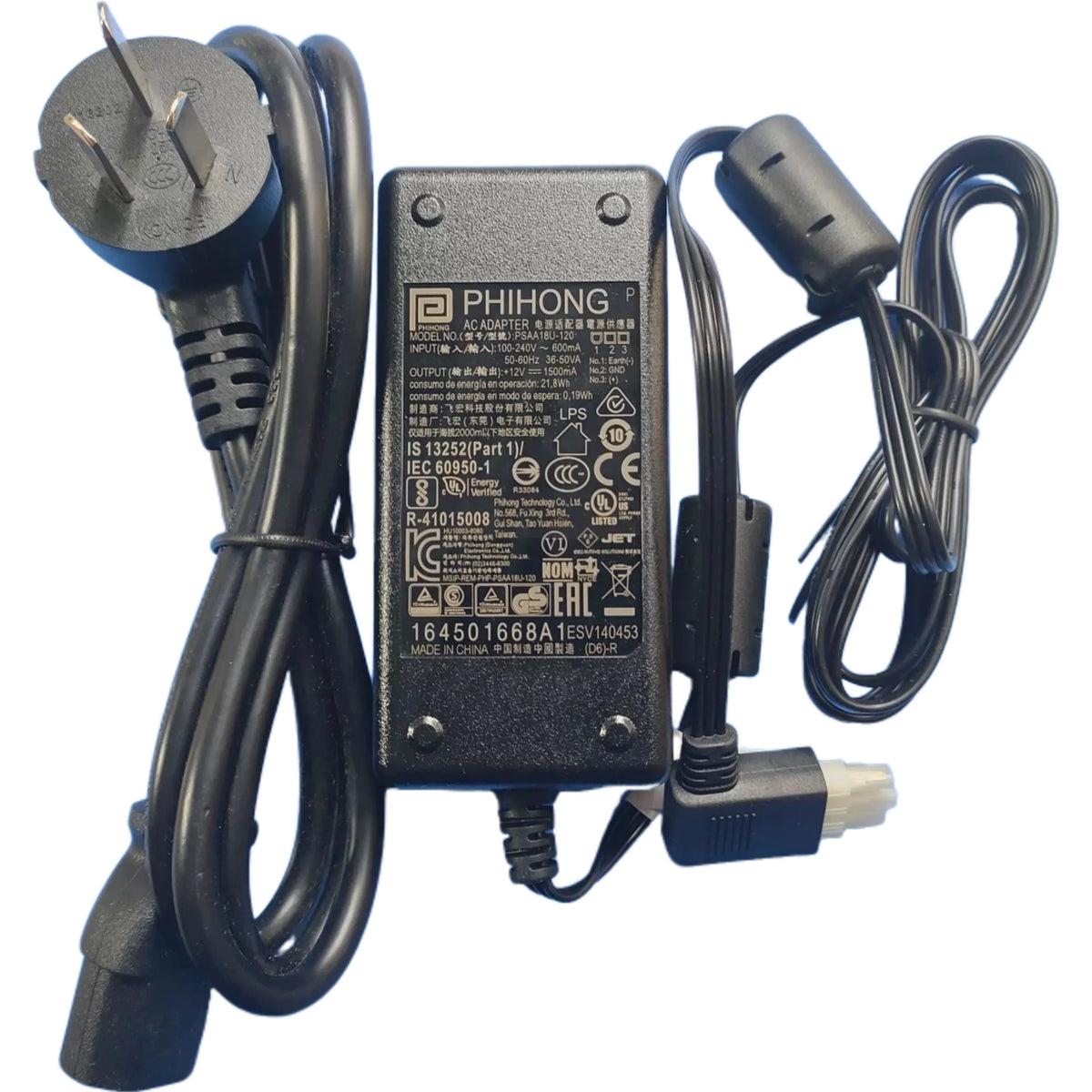 Genuine Phihong 12V 1500mAh Switching Power Supply for Datalogic Magellan 8400 / 9400 PSAA18U-120 AC Adapter Charger 90ACC0194
