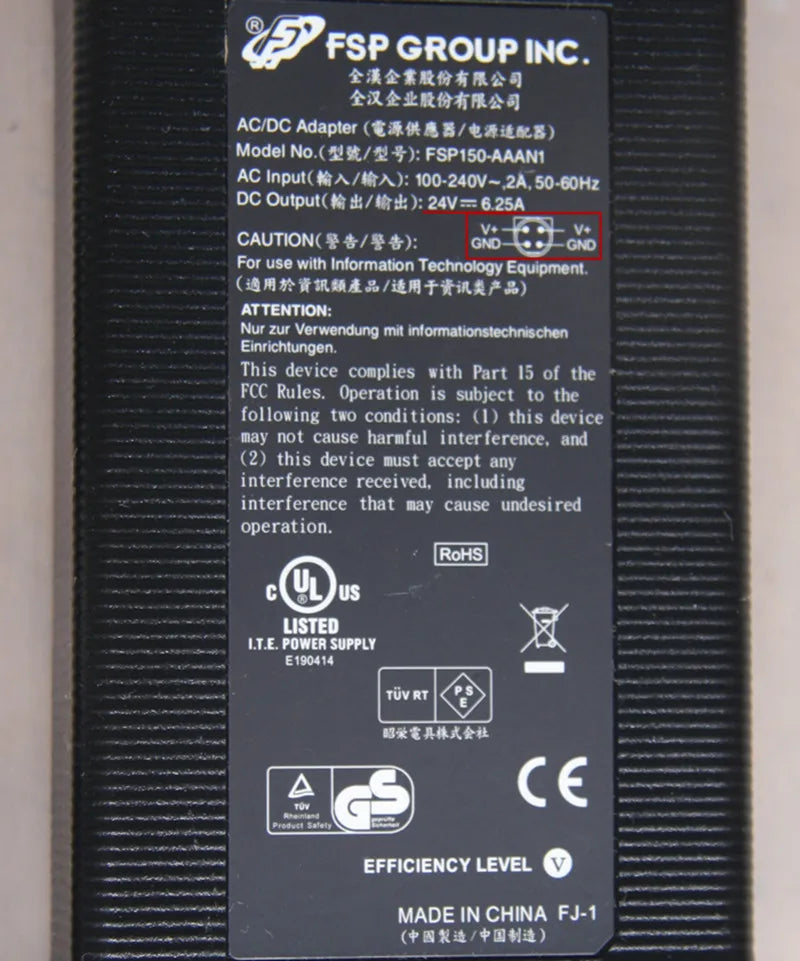 Genuine FSP Group FSP150-AAAN1 24V 6.25A 150W 4PIN AC/DC Adapter Power Supply Charger
