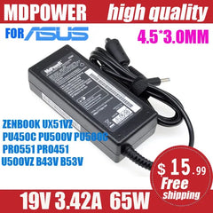 For ASUS 19V 3.42A 65W 4.5*3.0mm laptop AC adapter charger PU450C PU500V PU500C PRO551 PRO451 ZENBOOK UX51VZ U500VZ B43V B53V