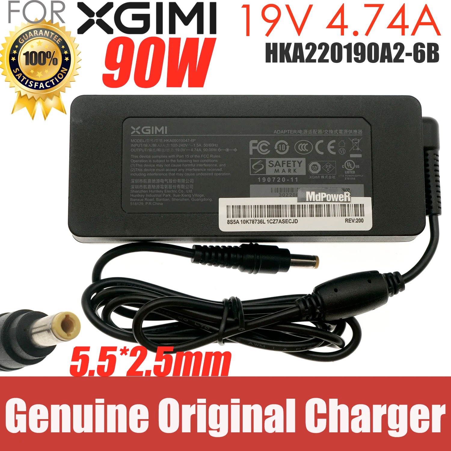 19V 4.74A 3.7A AC DC Adapter Charger For XGIMI HOME Projector Play Z5 Z3S Z6X Z4X Z8X XEC09 XEC10 H07K HKA09019047-6P ADP-90MD H