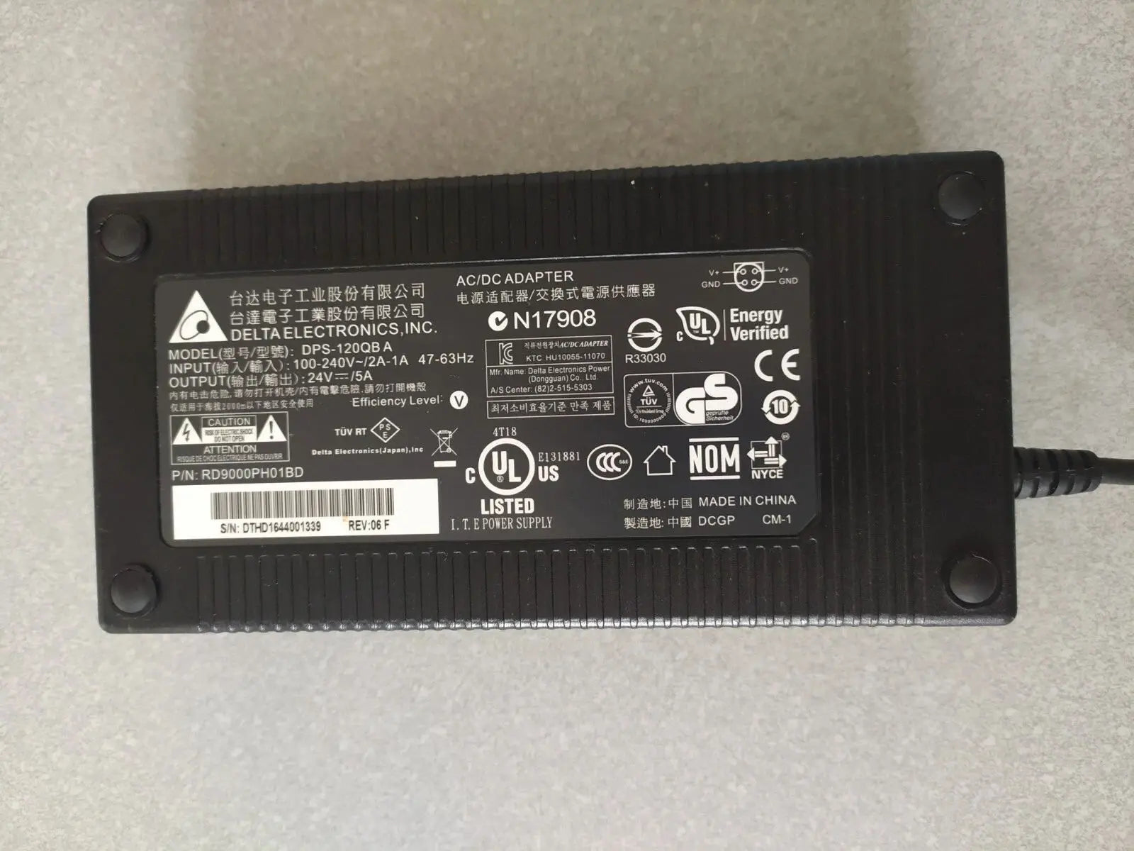 Genuine Delta 24V 5A AC Adapter 120W Charger DPS-120QB A ADP-120CB B Round 4 Pin Plug Power Supply