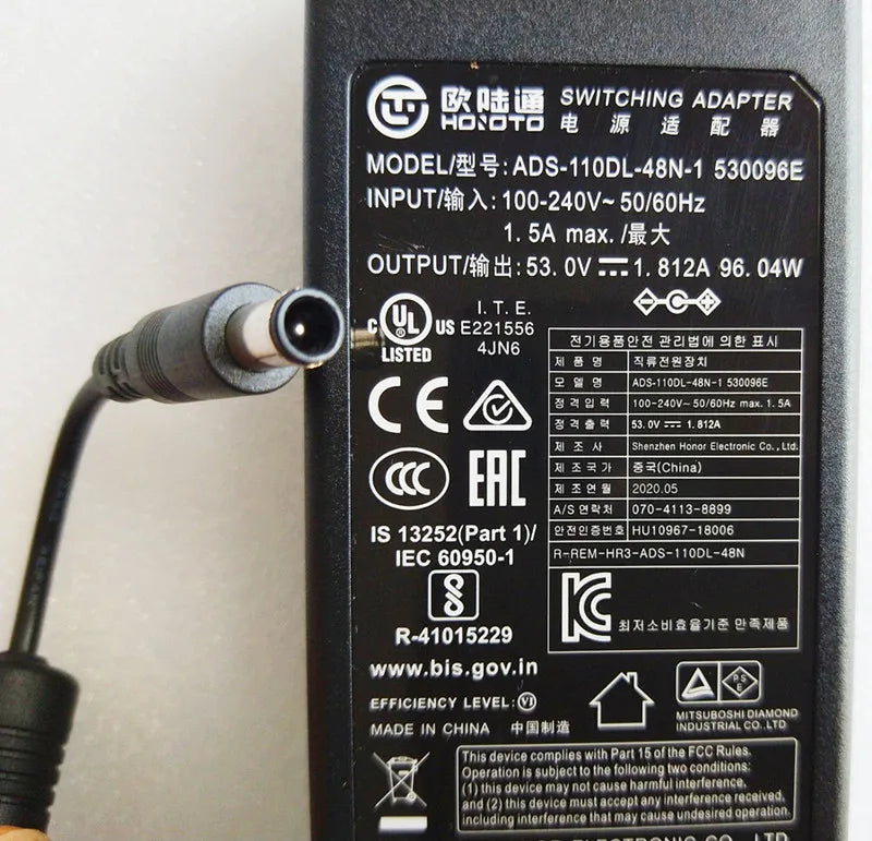 Genuine HOIOTO ADS-110DL-48N-1 530096E 53V 1.812A 96.04W AC Switching Adapter Charger For Dahua POE Video Recorder Power Supply