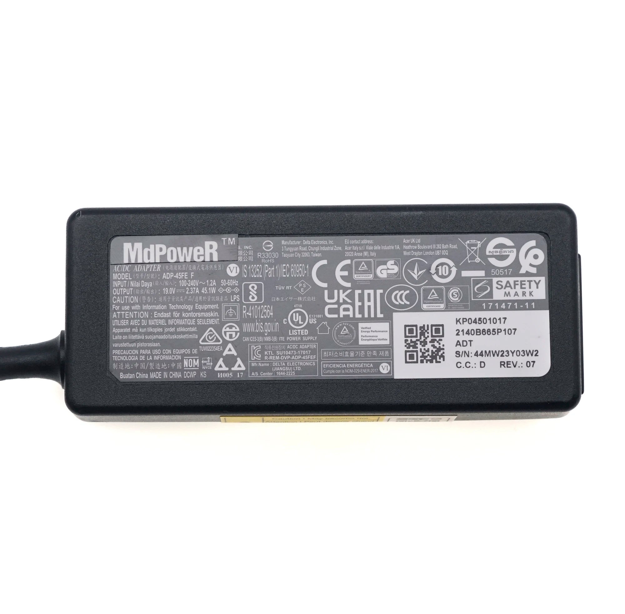 Genuine Delta 45W AC Adapter Charger For ACER Laptop 19V 2.37A 45W 3.0x1.0mm ADP-45FE F Power Supply Adaptor