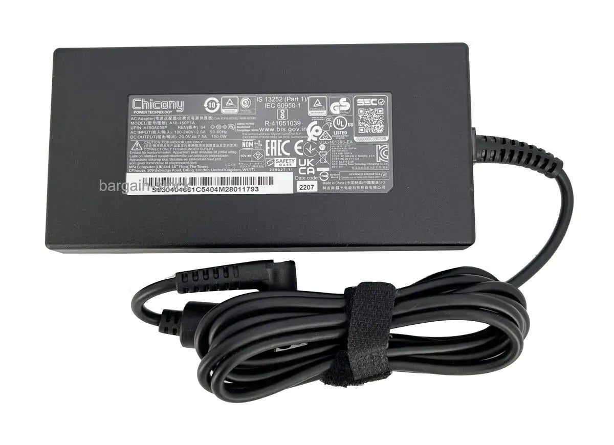 Chicony 20V 7.5A 150W AC Power Adapter Charger A18-150P1A For MSI Bravo 15 B5DD B5DD-243 B5DD-244 GF63 Thin 11UC-241UK A150A039P