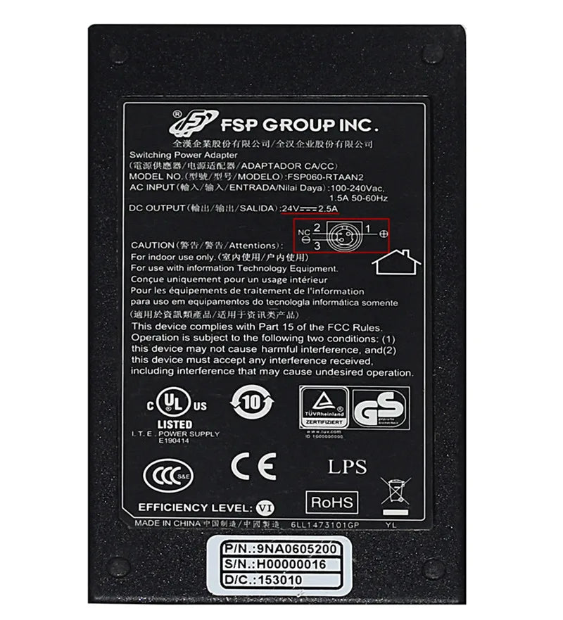 Genuine FSP FSP060-RTAAN2 Switching AC Power Adapter Charger 24V 2.5A 60W 3PIN FSP060-RAA Printer Power Supply