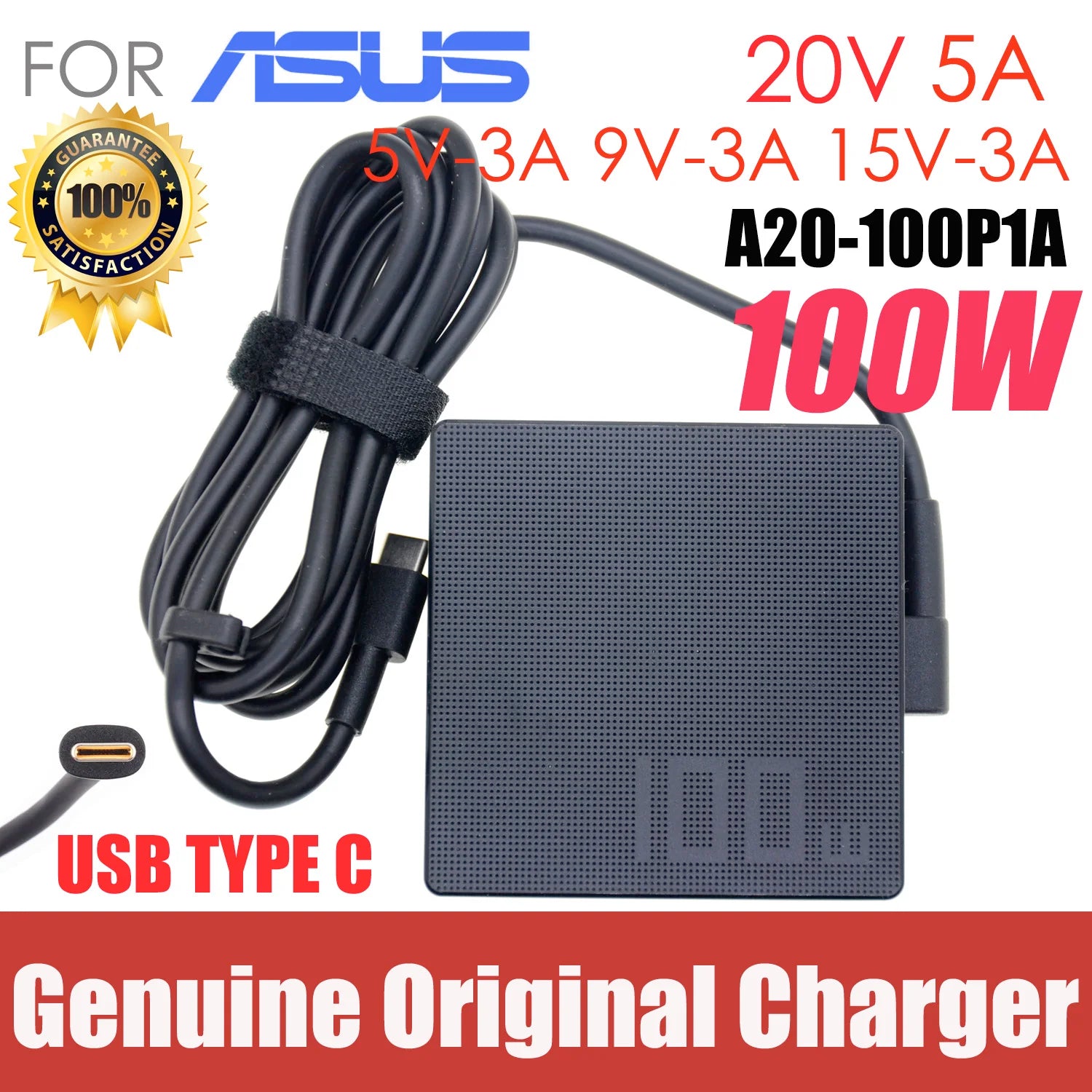 A20-100P1A laptop charger for ASUS ROG Zephyru 100W 20V 5A Type-C Adapter GV301QH G533QM GA401QE GA401QM GA503QM GA551QS GX703HS