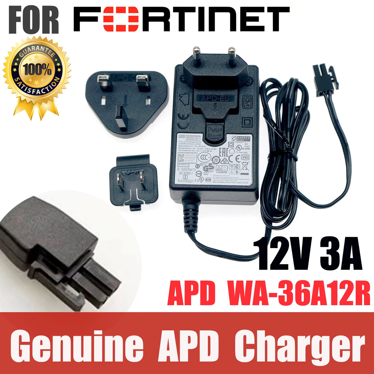 12V 3A 36W AC Adapter Power Charger For fortigate FORTINET AD036RAB-FTN3 FG-60D 30E-3G4G 60E Fortiwifi FSP036-RBBN2  WA-36A12R