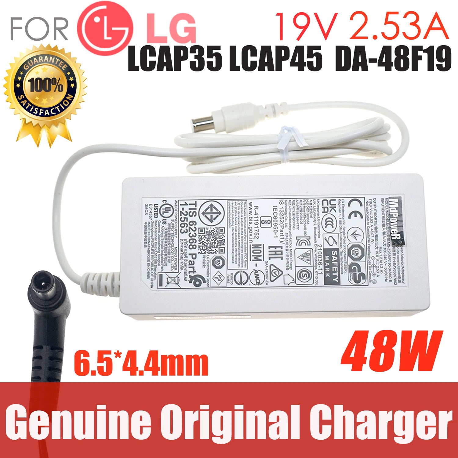 original For LG LED TV LCD MONITOR 19V 2.53A Laptop Adapter For LG A4819-KSML 32mb25vq-B/C-  LCAP35 DA-48F19 lv320DUE 32LF5800