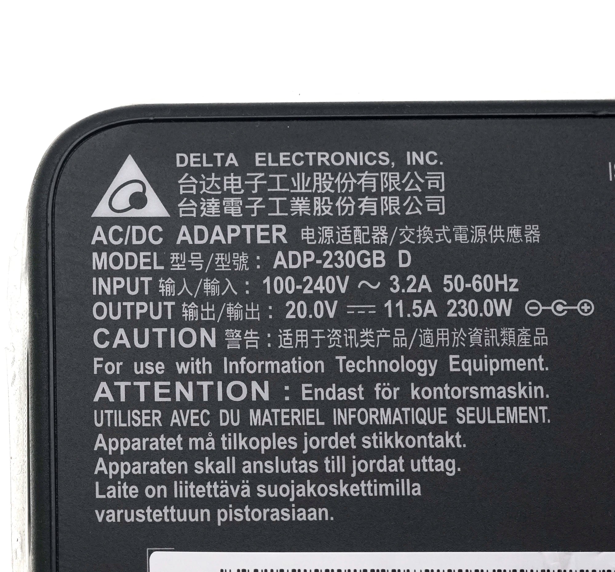 Original Delta ADP-230GB D 230W 20V 11.5A AC Adapter Charger for MSI WS66 11UMT-220GS66 GS75 GS66 10UE-280CA STEALTH Laptop