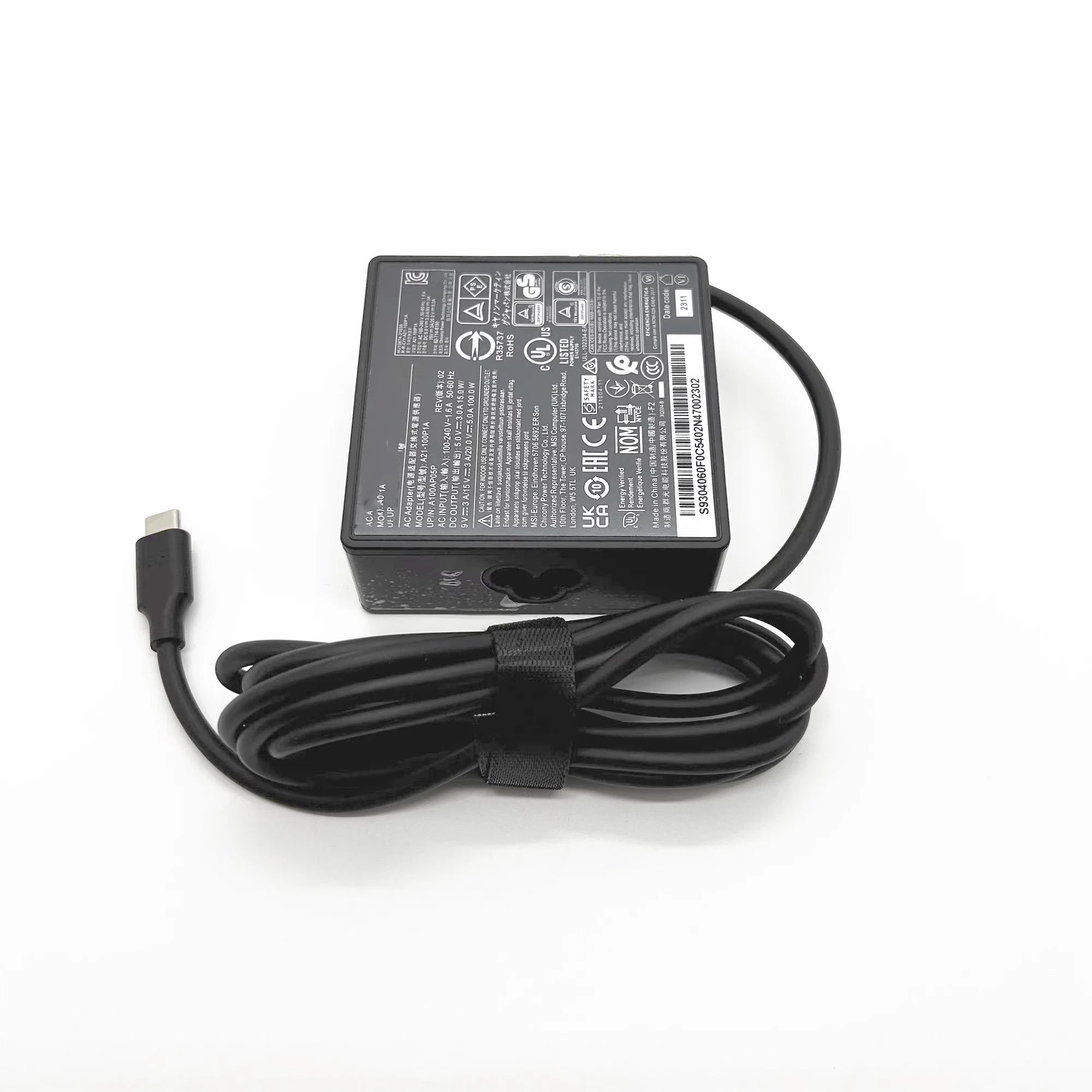 Genuine 20V 5A Type C A21-100P1A A100AP05P Laptop AC Adapter Charger For MSI SUMMIT E15 Power Supply S93-04060E0-D04 S9304060F