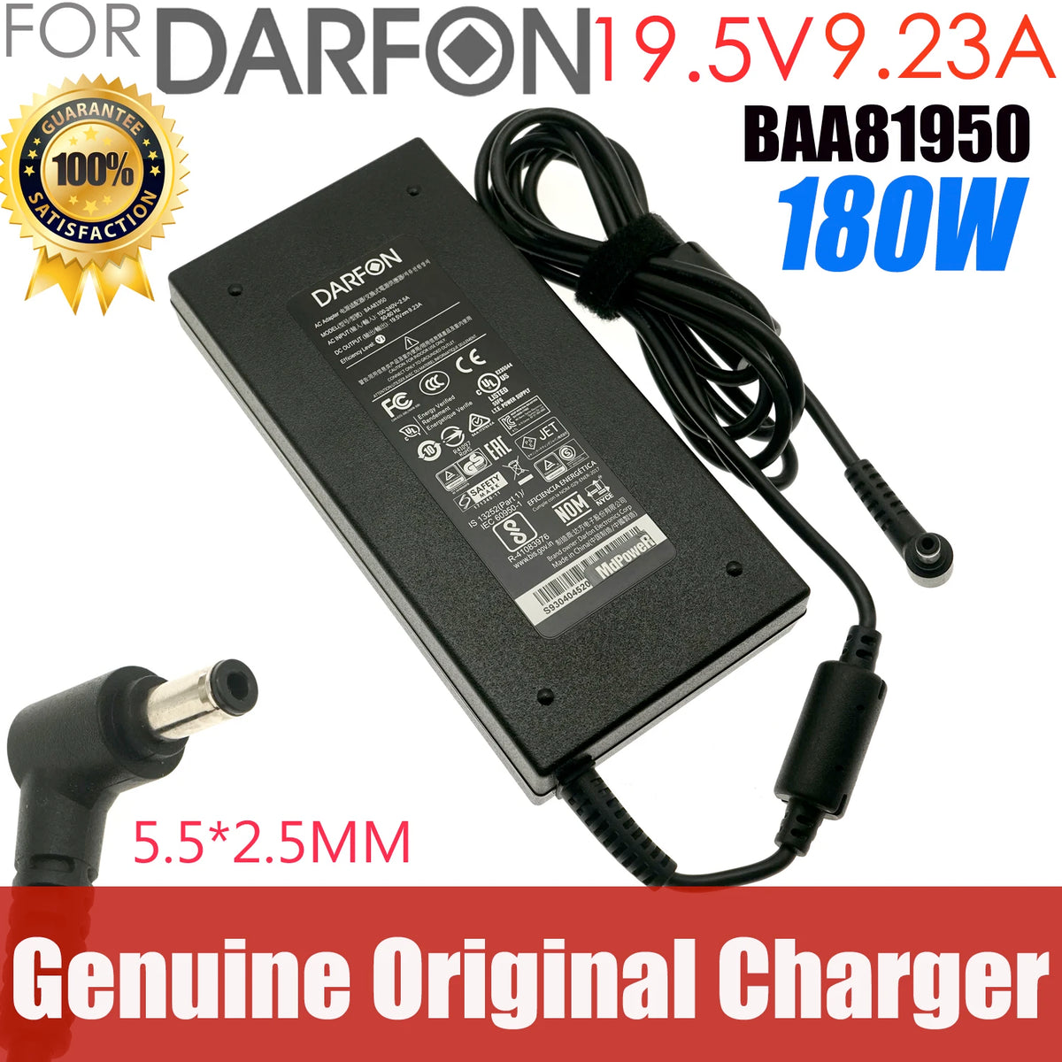 Original DARFON BAA81950 19.5V 9.23A 180W 5.5x2.5mm AC Adapter Charger For MSI GE63VR GS73VR GF65 GF75 GS63 GS65 Power Supply