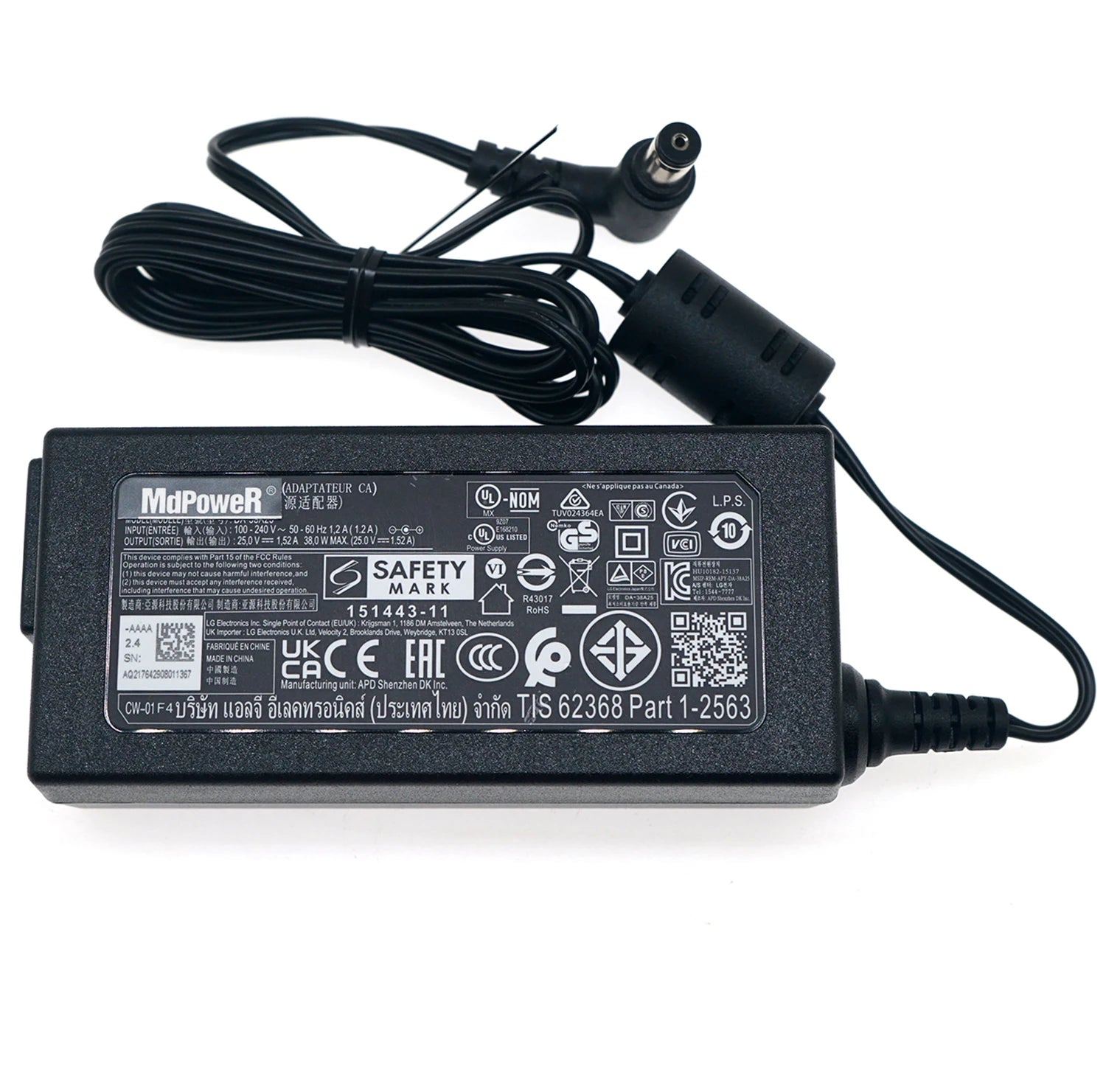 Genuine 25V 1.52A 38W DA-38A25 DYF-2430 AC Adapter For LG EAY64290801 NB3540 NB3730A SJ4 SH4 SH5 SOUND BAR Power Supply Charger
