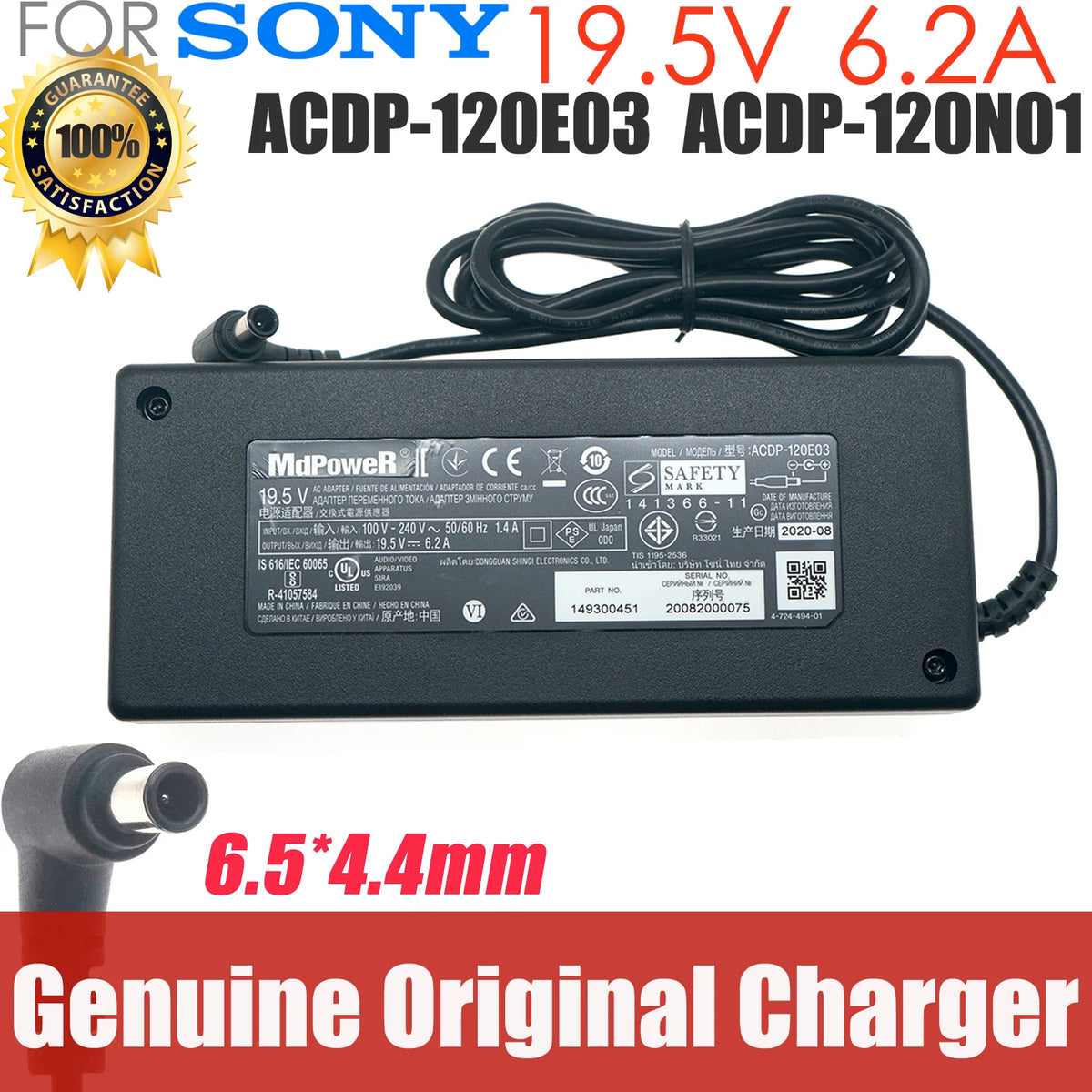 Genuine ACDP-120E02 ACDP-120E03 19.5V 6.2A 120W AC Adapter Charger for Sony KDL-55W800C KLV-32W700B LCD LED TV Power Supply