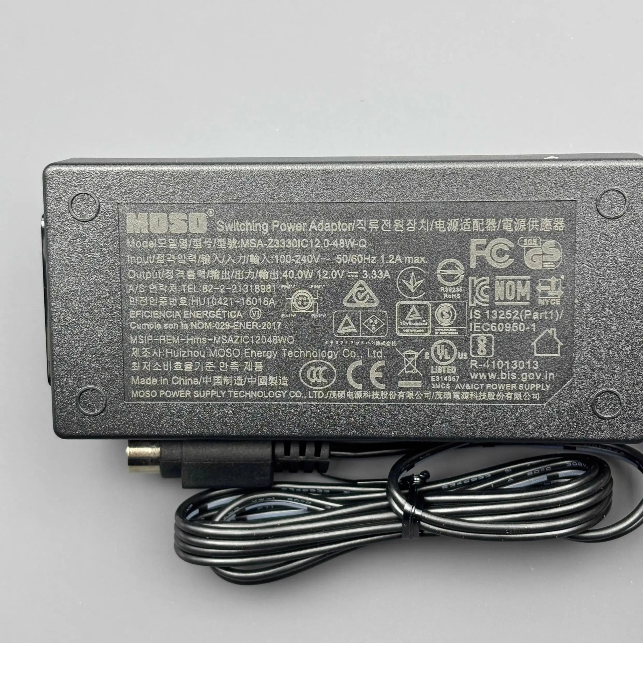 Original 40W MOSO 12V 3.33A 4pin MSA-Z3330IC12.0-48W-Q AC Adapter Charger For Hikvision Hard Disk Video Recorder Power Supply