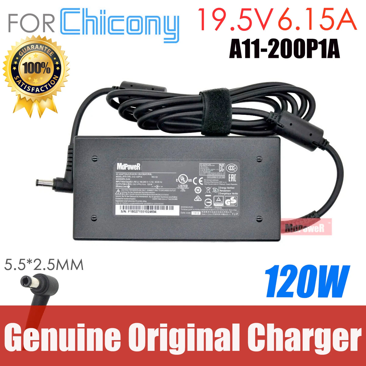 Genuine 19.5V 6.15A 120W Chicony A17-120P1A A120A041P Thin AC Adapter For Thunderobot G150S G150T N150SD Xmg A720 Power Supply